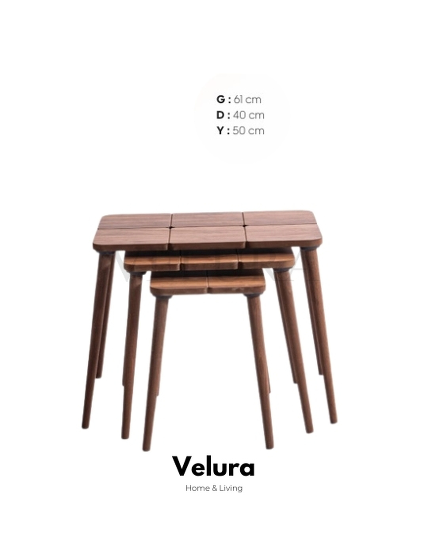 3’lü Ahşap Zigon Sehpa Modeli Ayla Kemençe Yan Sehpa 3’lü Zigon