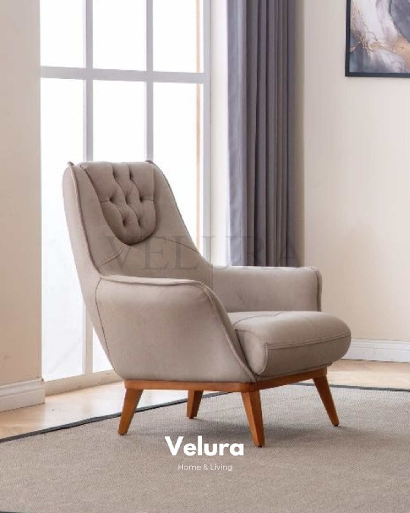 Modern ve Şık Gri Berjer Modeli Berra Berjer Gri Nubuk Kumaş
