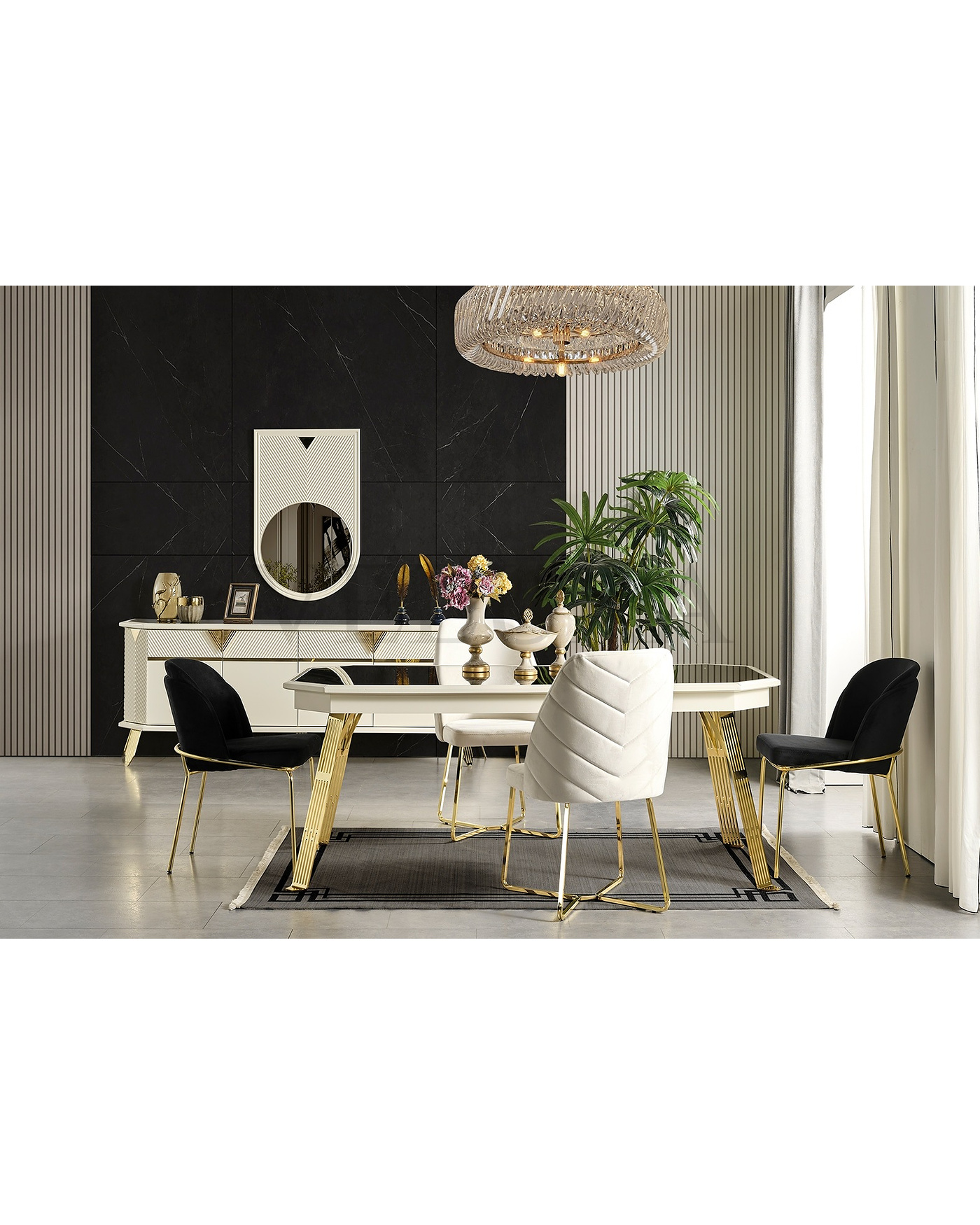 Velura Home City Yemek Takımı City Yemek Takımı Gold Ayak Krem Renk