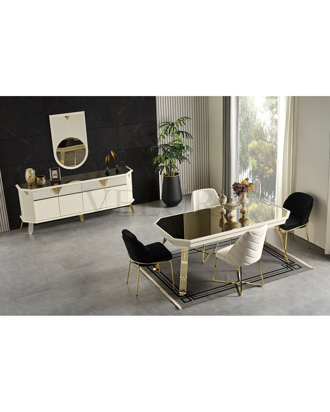 Velura Home City Yemek Takımı City Yemek Takımı Gold Ayak Krem Renk