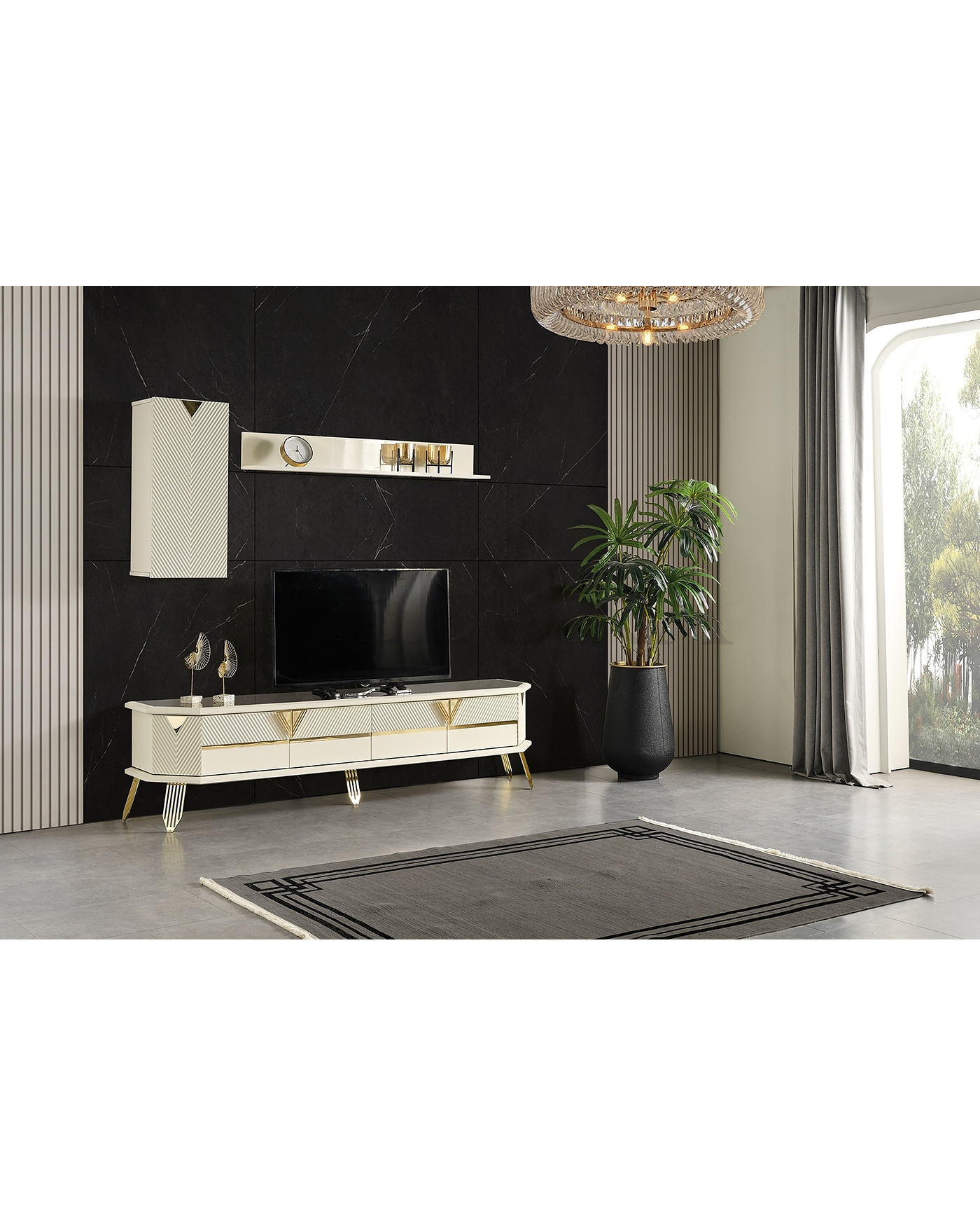 Velura Home City Yemek Takımı City Yemek Takımı Gold Ayak Krem Renk