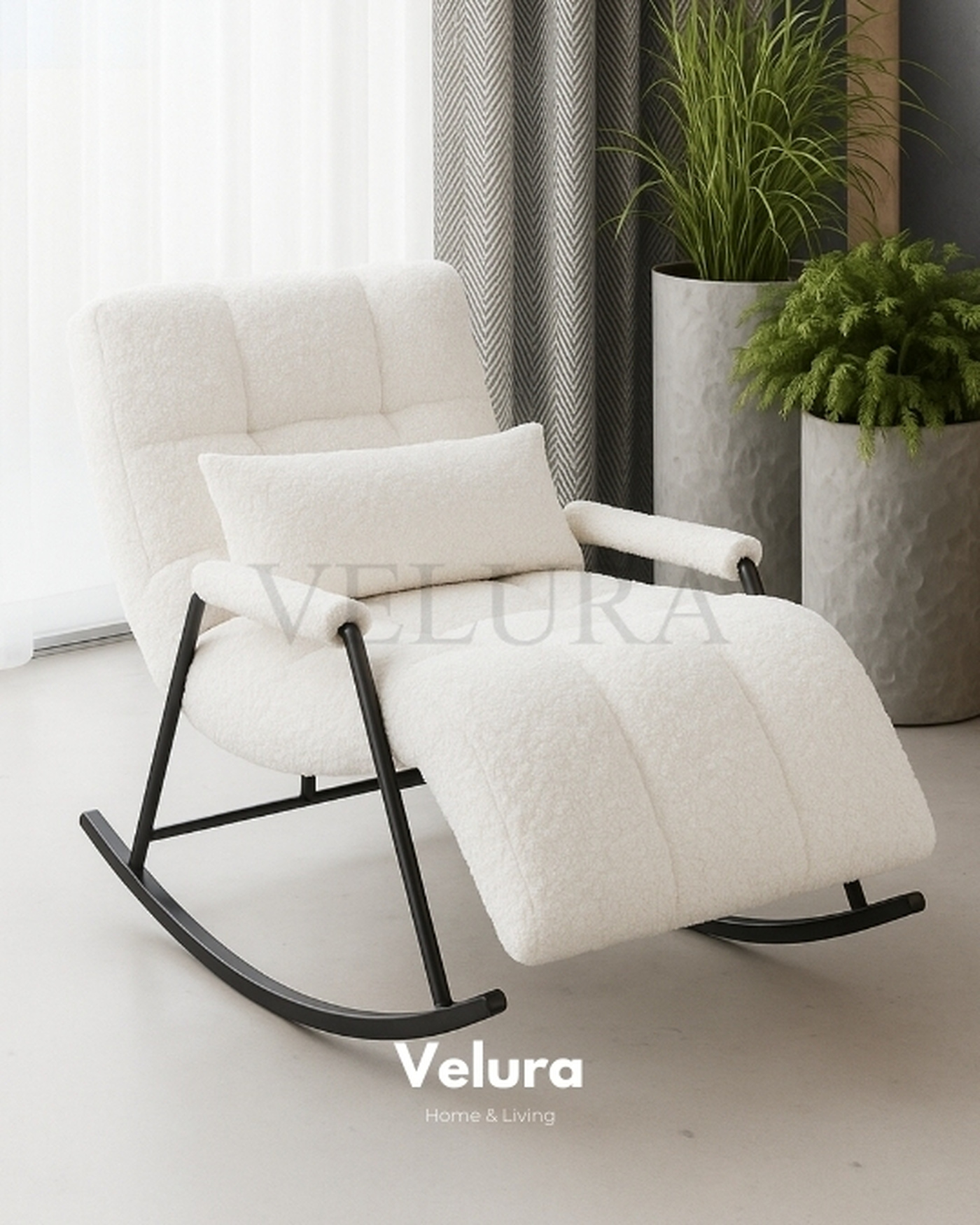 Modern Sallanan Beyaz Berjer Coco Berjer Beyaz Renk
