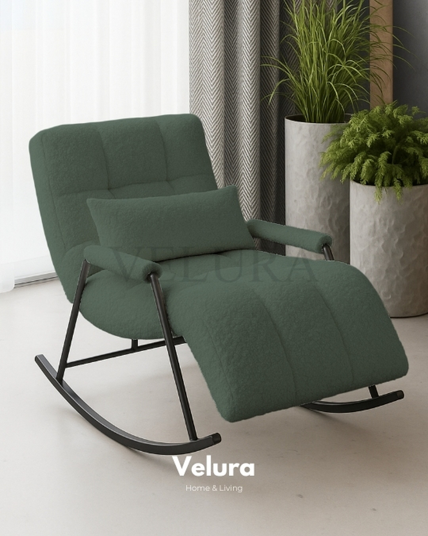 Açılabilir ve Ergonomik Yeşil Berjer Velura Home Coco Berjer Yeşil