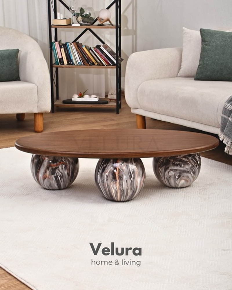 Küre Orta Sehpa - Dune - Oval Ceviz Mdf