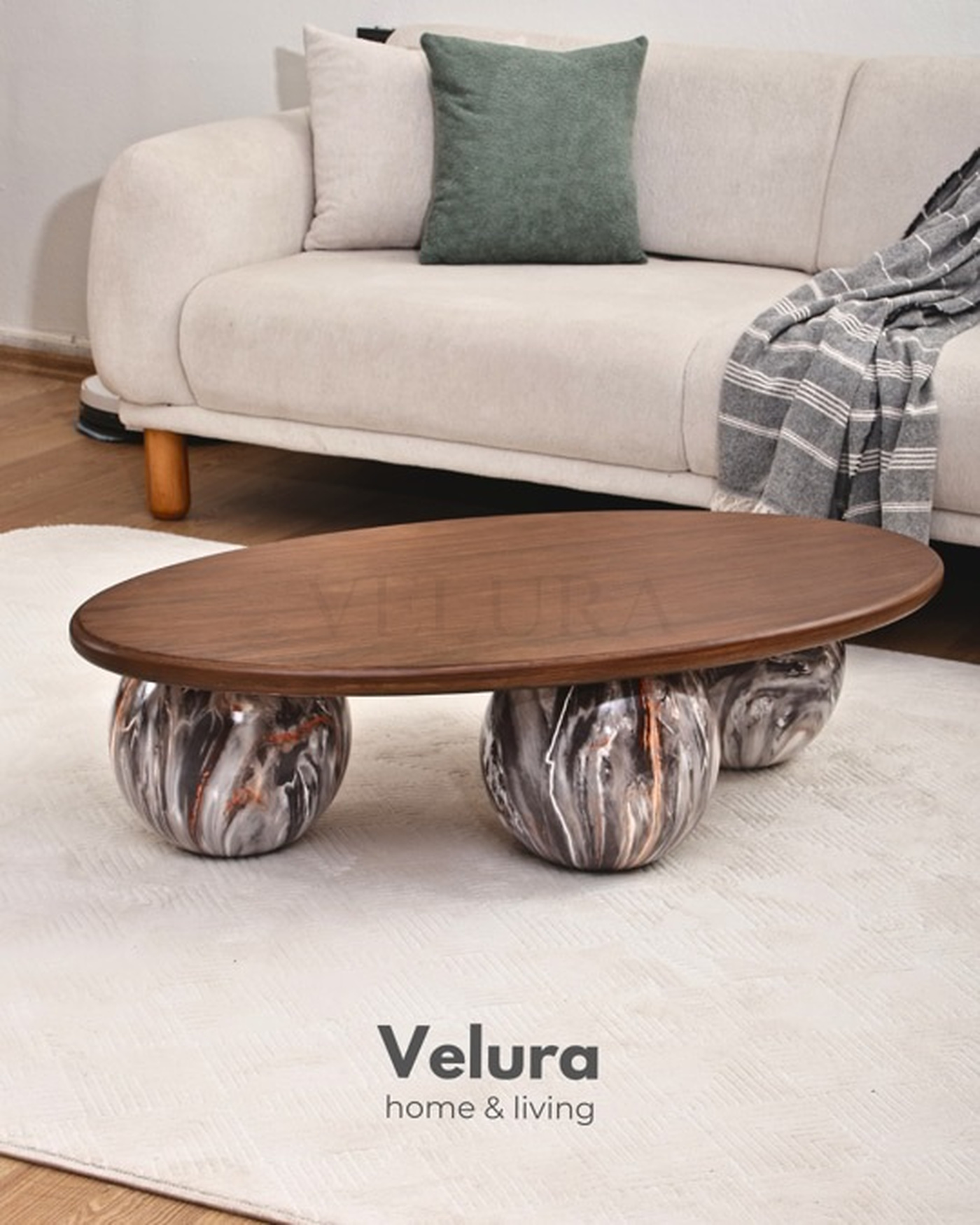 velura home küre orta sehpa ceviz