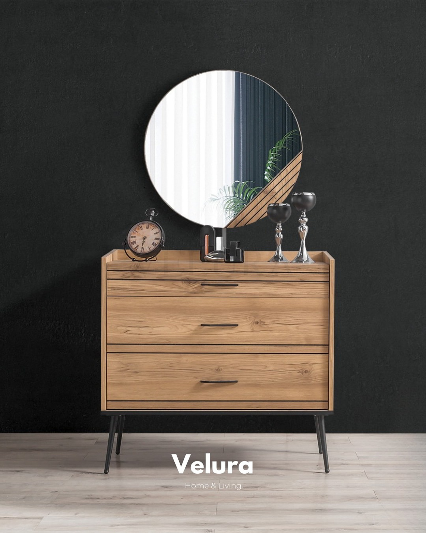 Velura Home İzgi V2 ceviz ve cam takımı