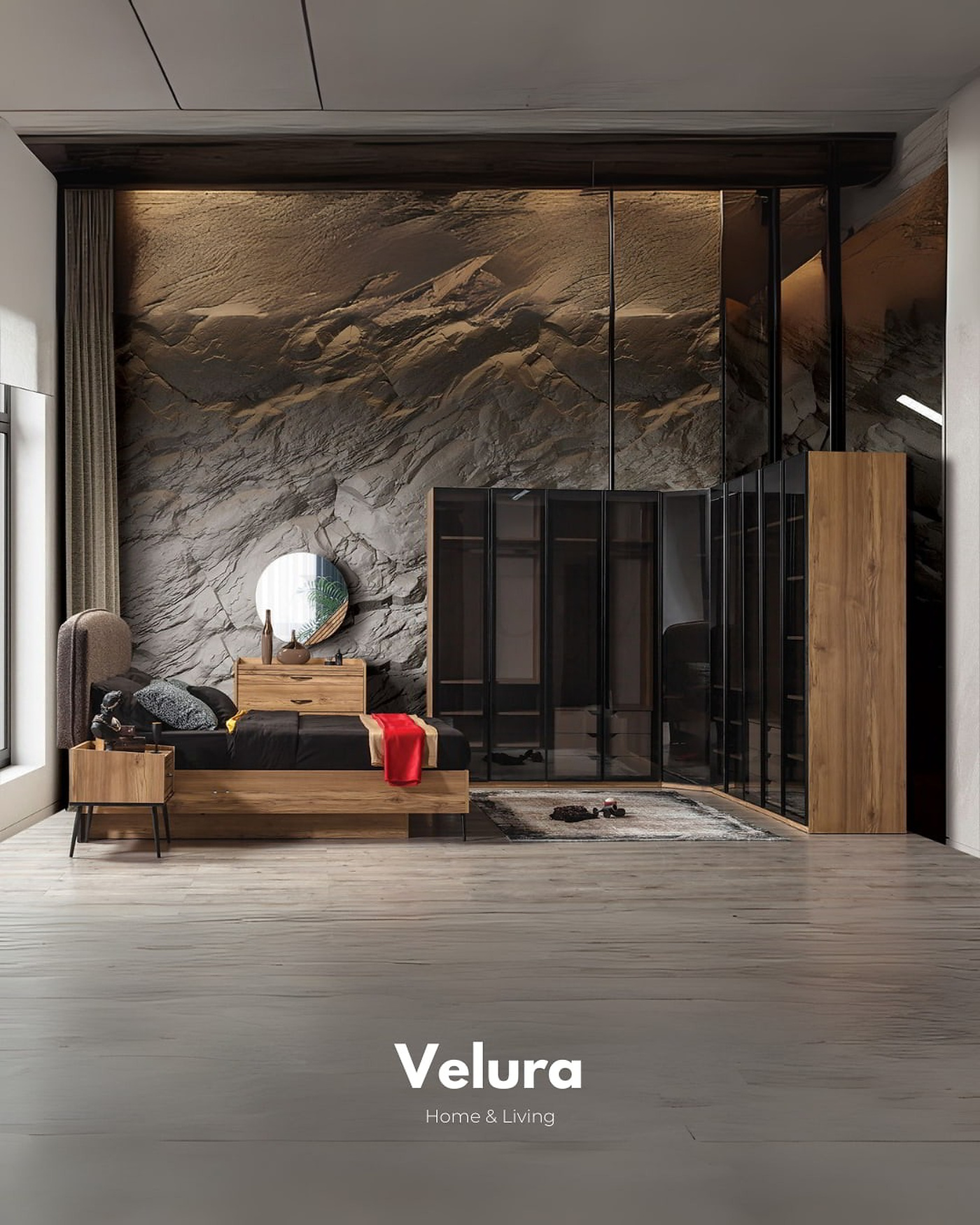Velura Home full cam kapaklı dolap