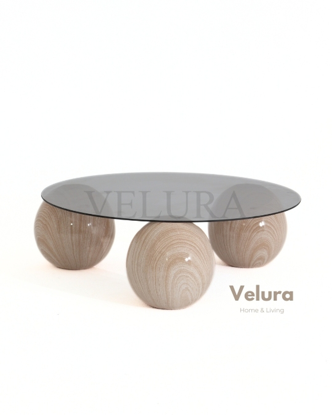 Natural Mermer Yuvarlak Füme Cam Küre Orta Sehpa Küre Orta Sehpa Natural Mermer Yuvarlak Füme Cam