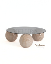 Küre Orta Sehpa - Natural - Yuvarlak - Füme Cam Küre Orta Sehpa - Natural - Yuvarlak - Füme Cam