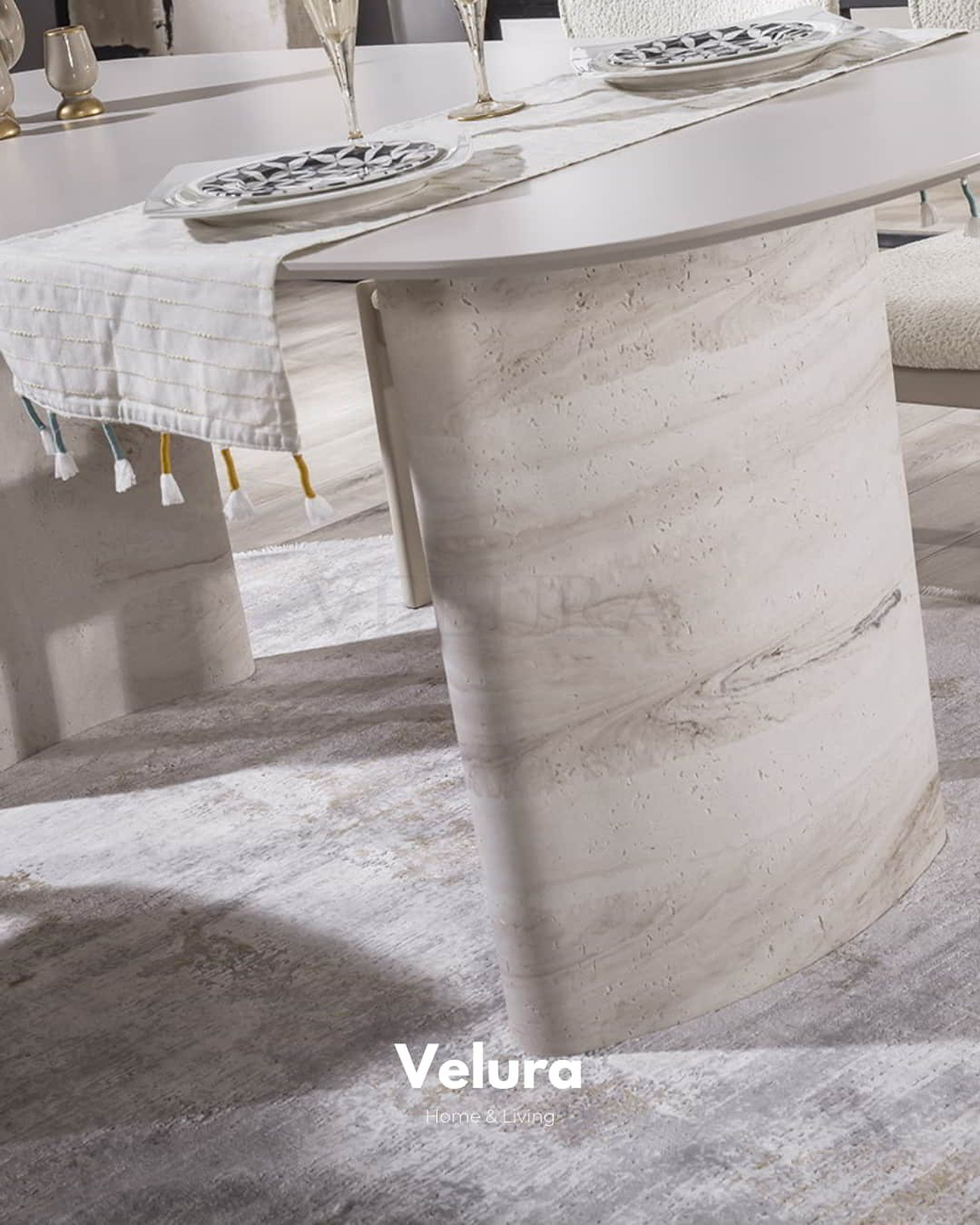 Moon Yemek Takımı kırık beyaz modern tasarım