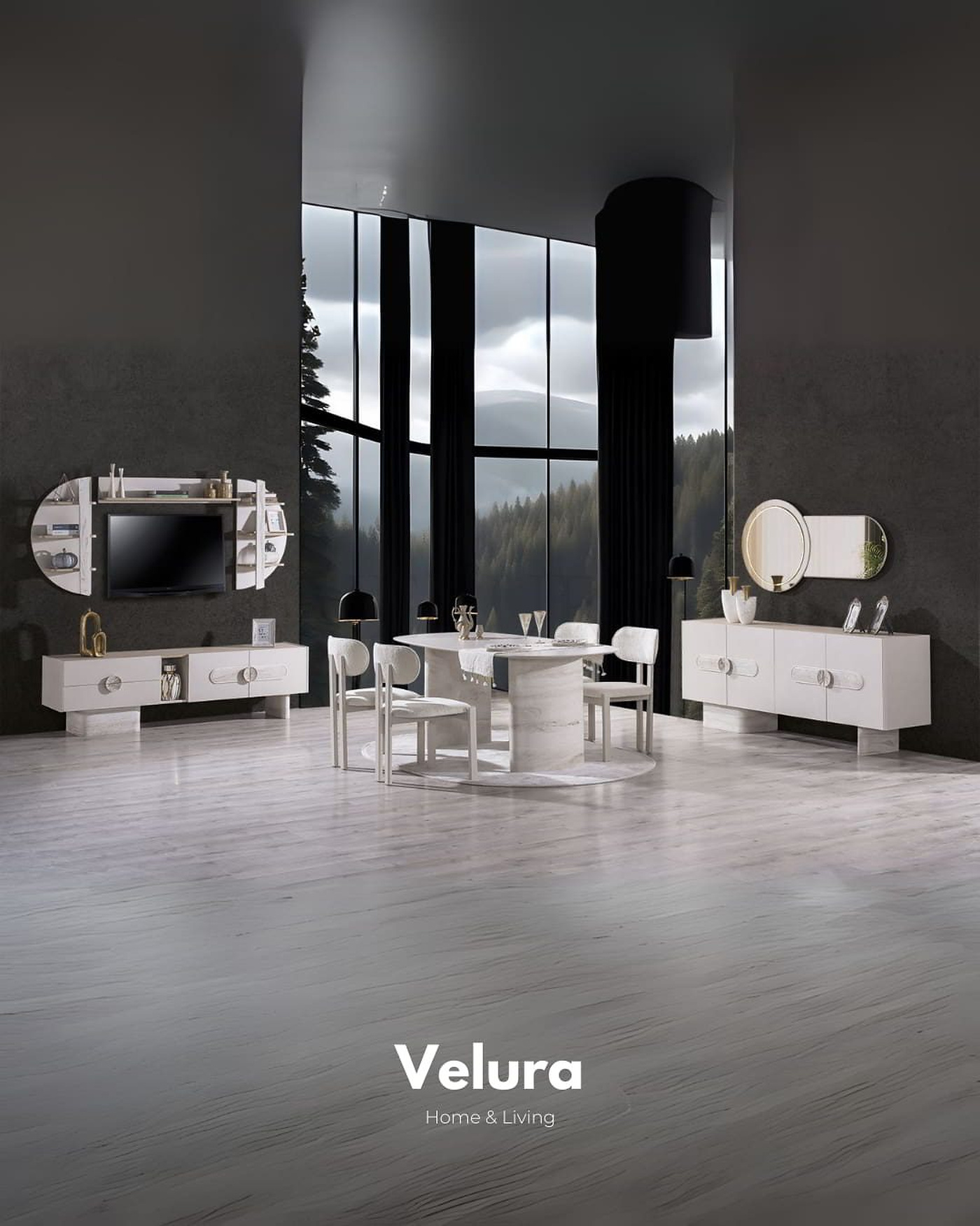 Moon Yemek Takımı kırık beyaz modern tasarım