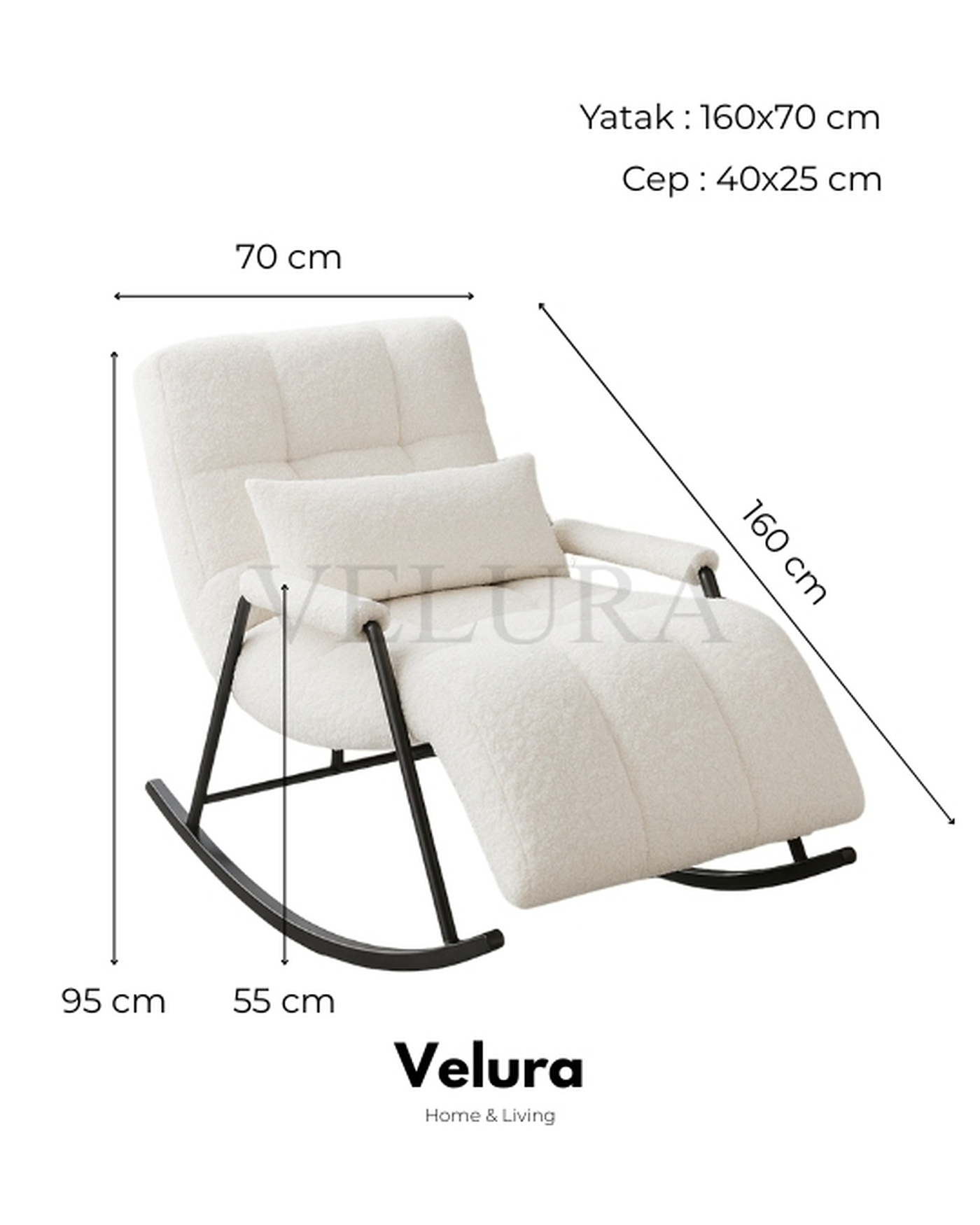 Modern Sallanan Beyaz Berjer Coco Berjer Beyaz Renk