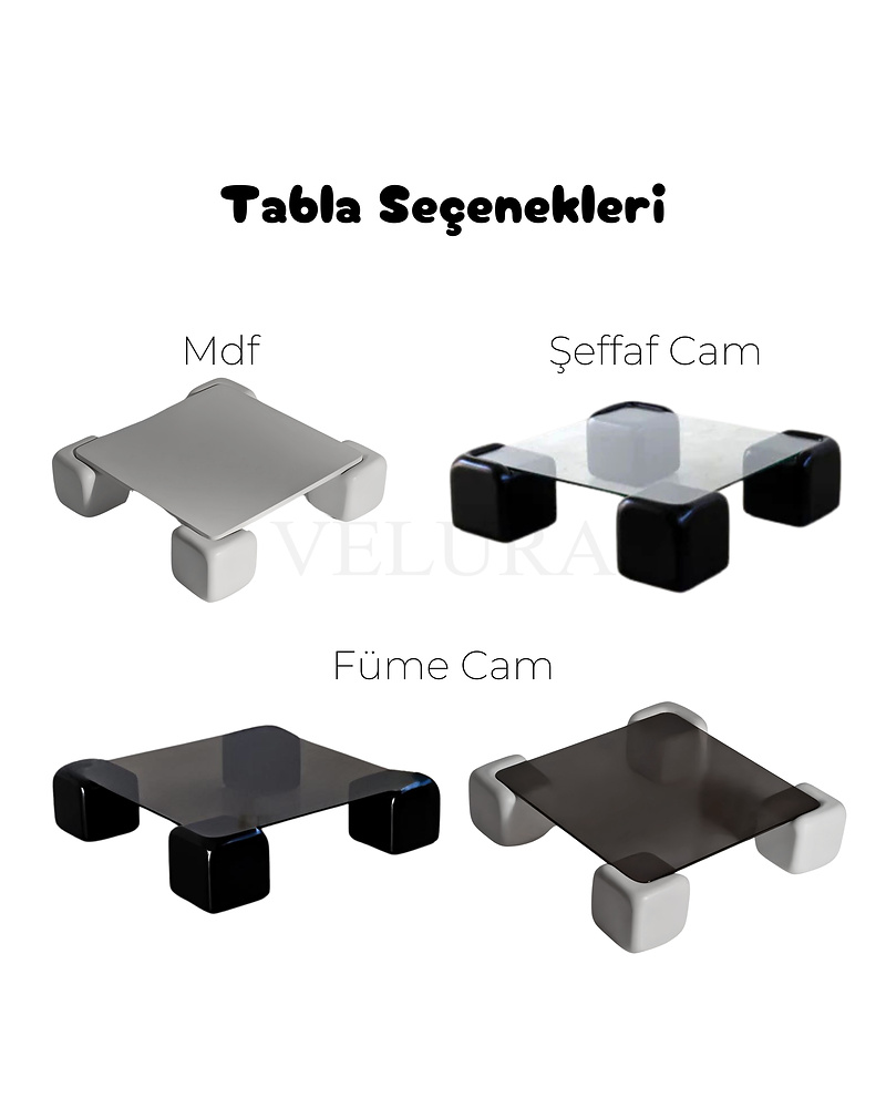 Küre Orta Sehpa - 4 Zar (Siyah) - Kare - Şeffaf Cam Küre Orta Sehpa - 4 Zar (Siyah) - Kare - Şeffaf Cam