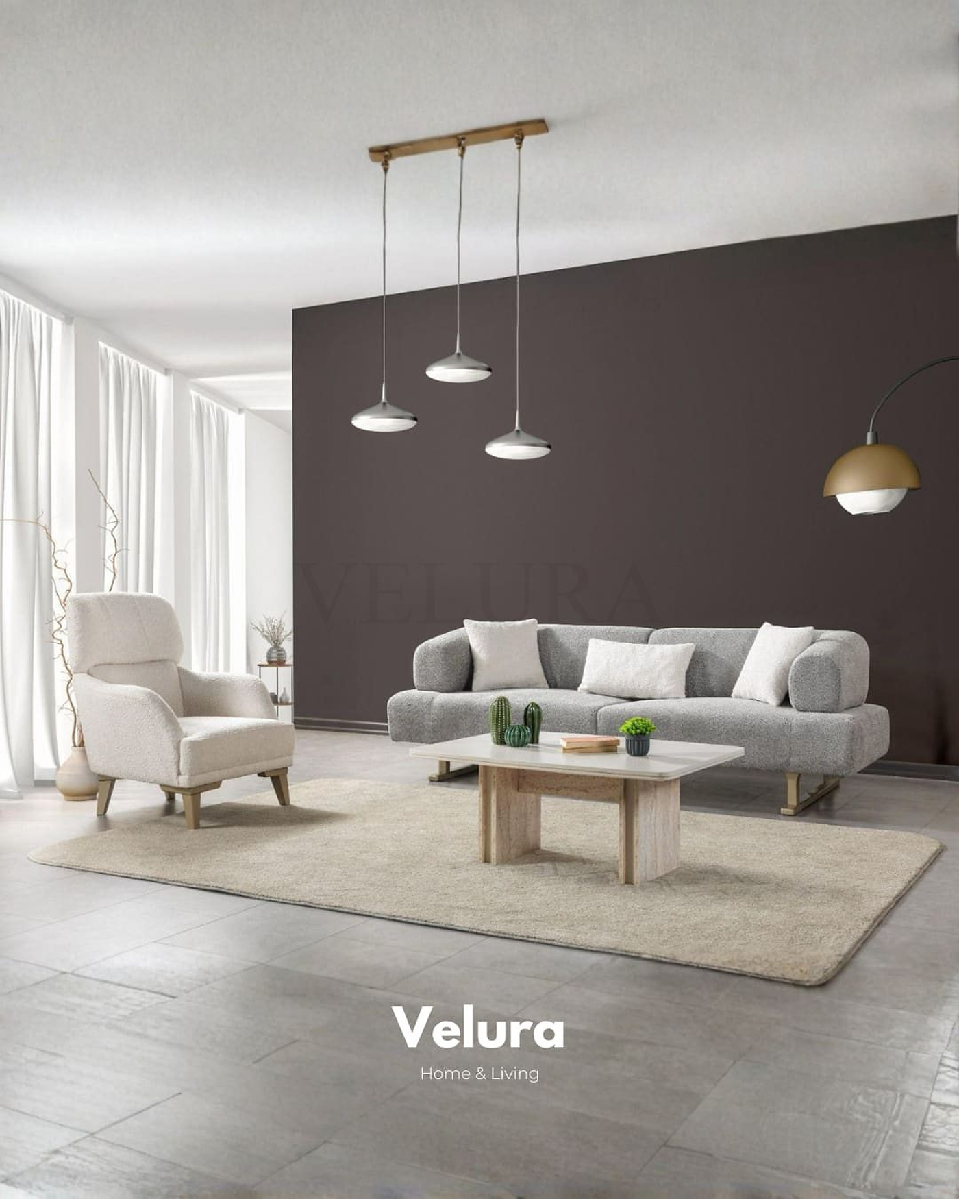 Sahra berjer krem bukle kumaş gold ayak