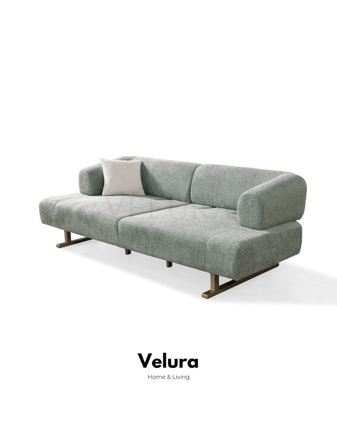 Sahra Kanepe – Su Yeşili; mekanizmalı sırt–kol birleşik yapı, gold ayaklar, 240 x 95 x 80 cm