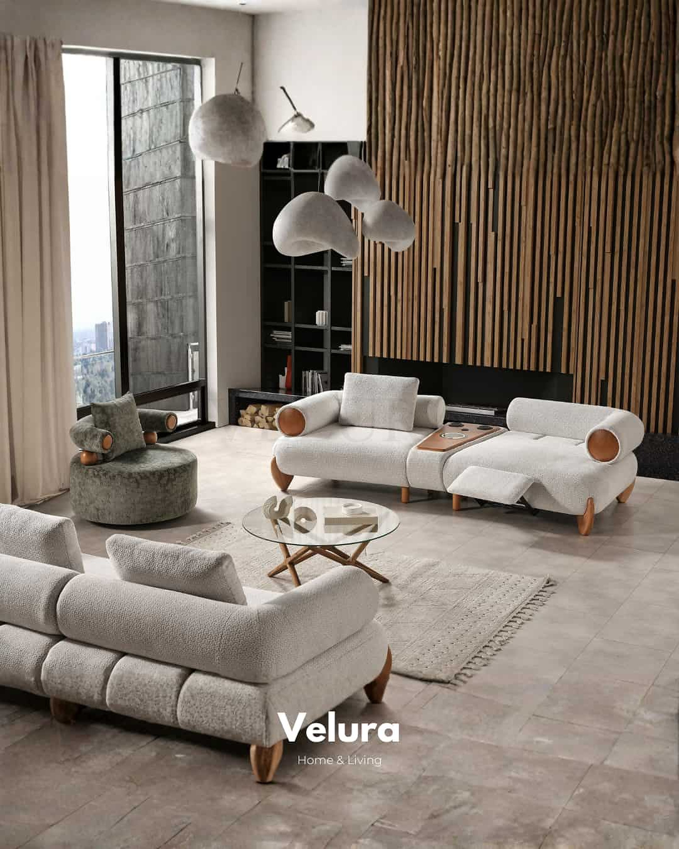 Modern kanepe, ara modül eklenebilir, ceviz ayak-çerçeve