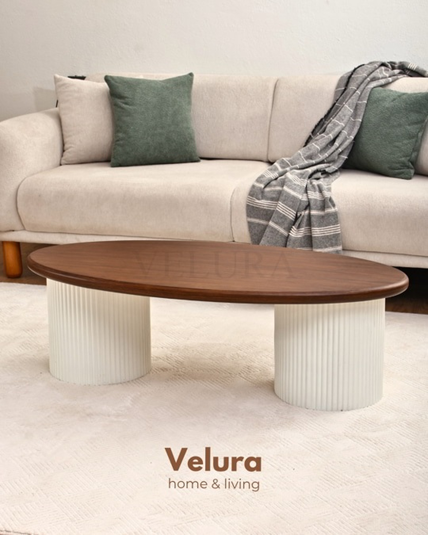 Zag Orta Sehpa ceviz tabla beyaz ayak 120x40x30 cm modern tasarım