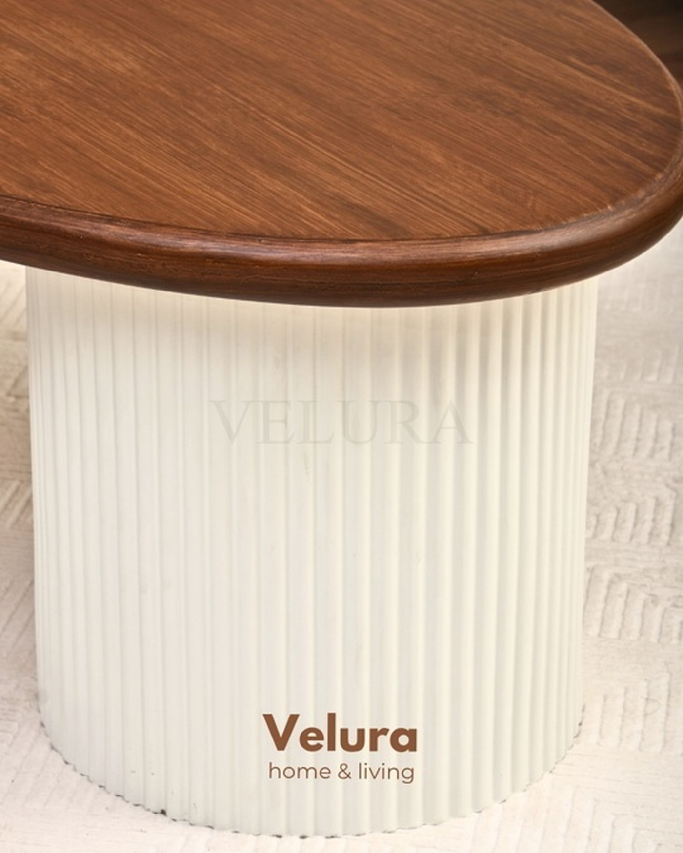 Zag Orta Sehpa ceviz tabla beyaz ayak 120x40x30 cm modern tasarım