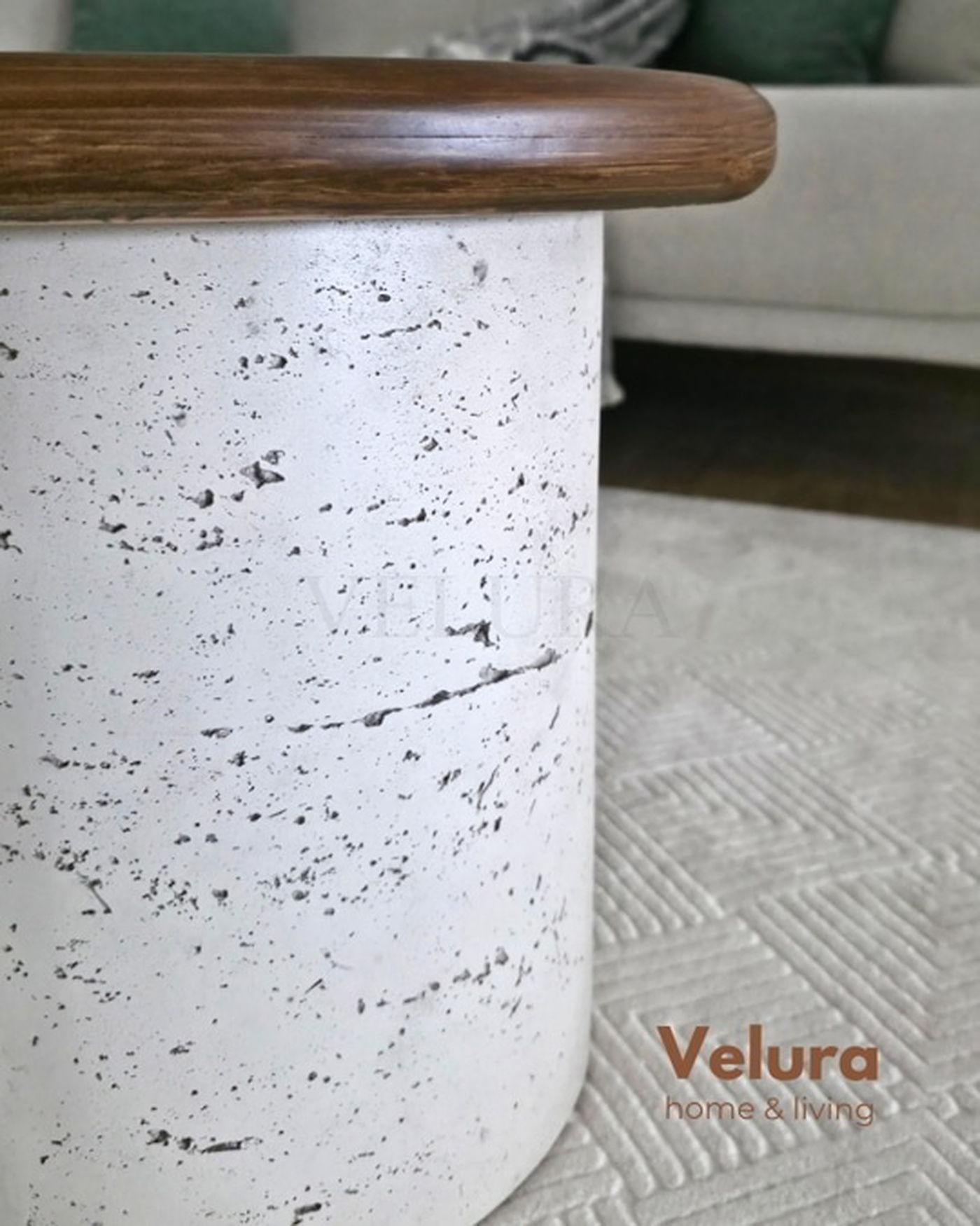 Zag Orta Sehpa taş desen ayak ceviz tabla 120x40x30 cm modern orta sehpa