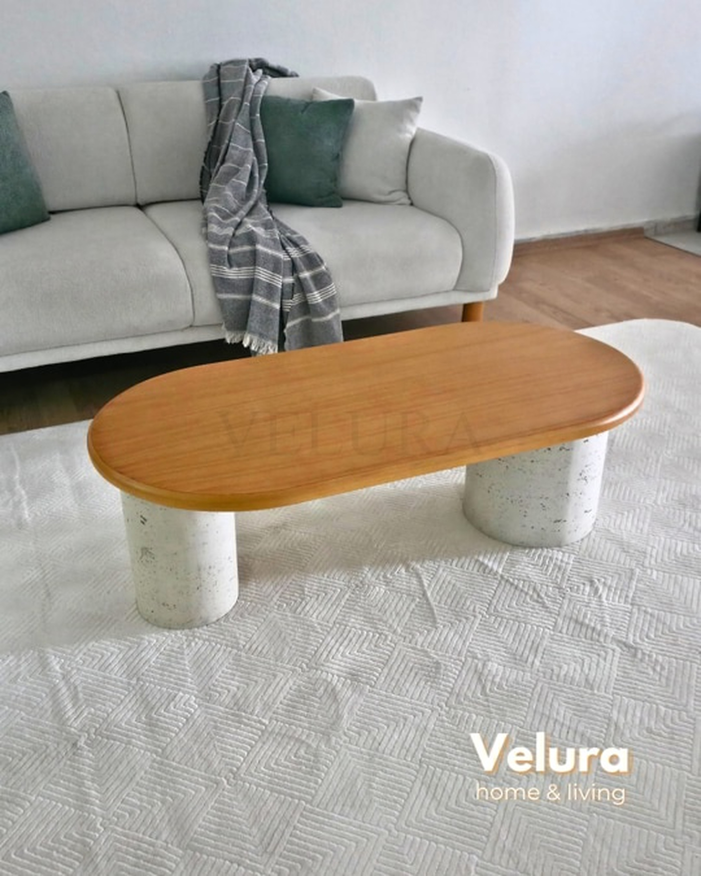 Zag Orta Sehpa meşe tabla taş desen ayak 120x60x35 cm modern orta sehpa
