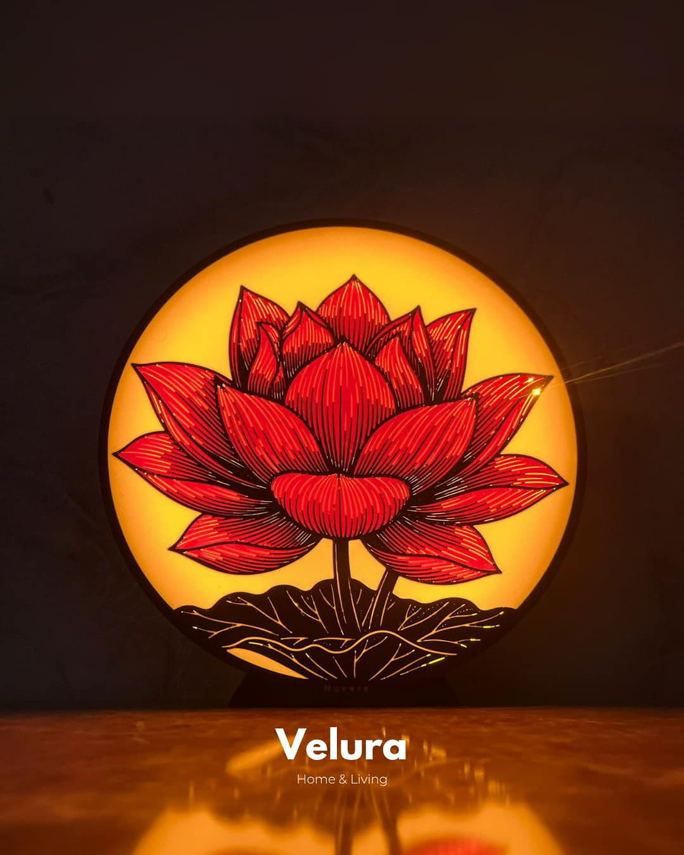 Nex Dekoratif Işık – Kızıl Lotus, kişiye özel isim alanlı, adaptörlü LED