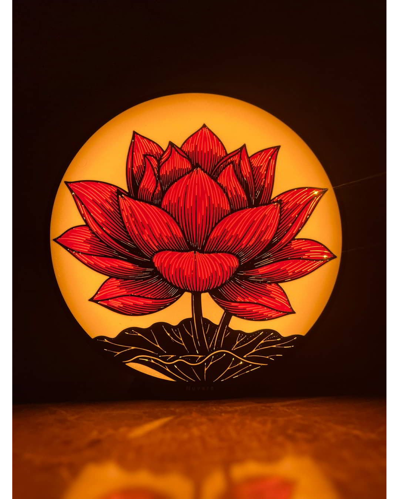 Nex Dekoratif Işık – Kızıl Lotus, kişiye özel isim alanlı, adaptörlü LED