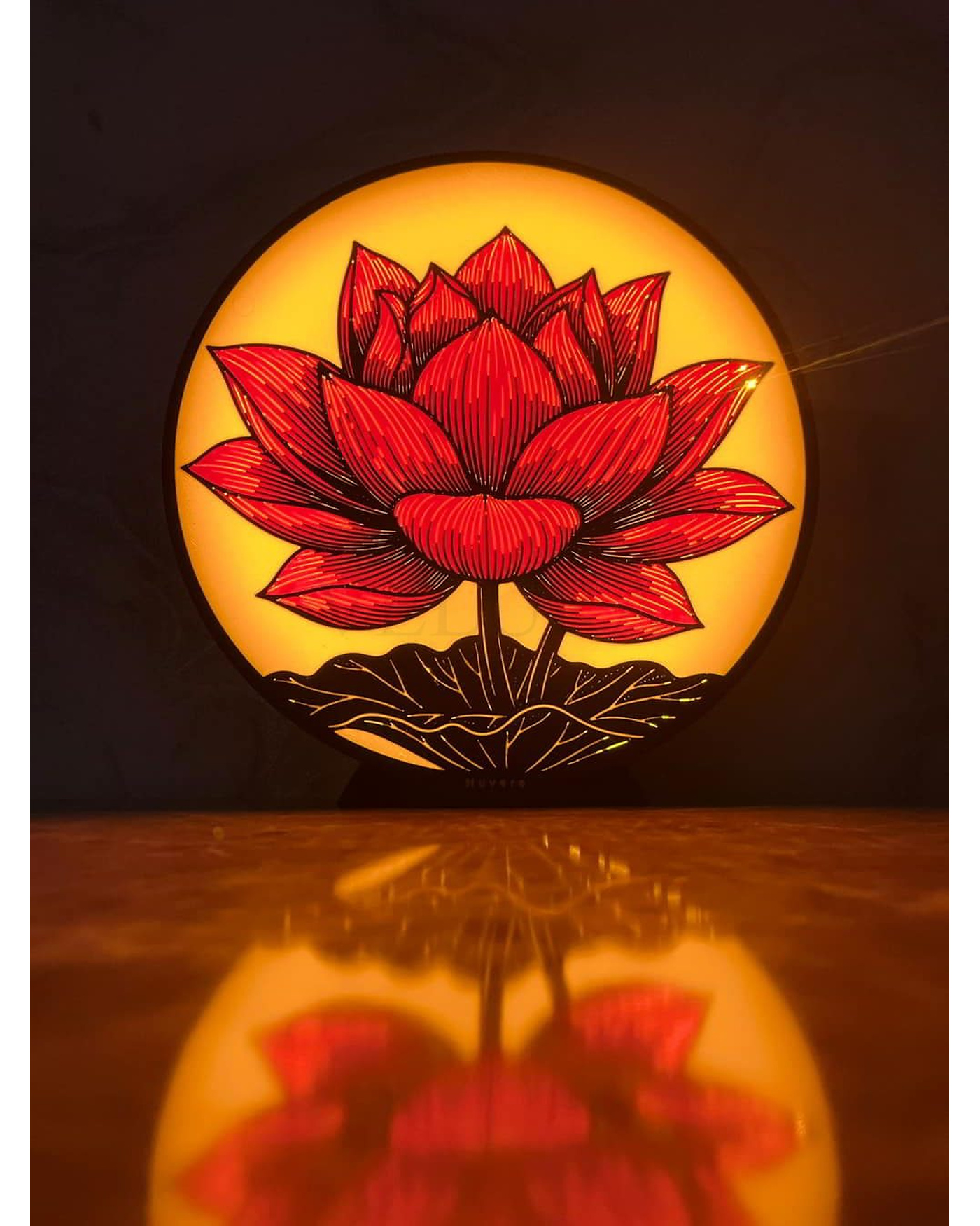 Nex Dekoratif Işık – Kızıl Lotus, kişiye özel isim alanlı, adaptörlü LED