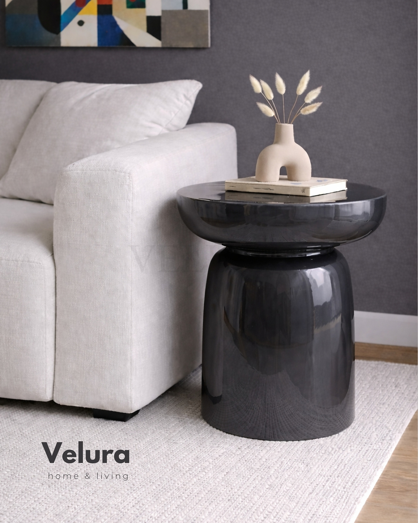 Fargo Mantar Yan Sehpa – Antrasit | 45x45x60 Antrasit renk Fargo mantar form yan sehpa 45x45x60