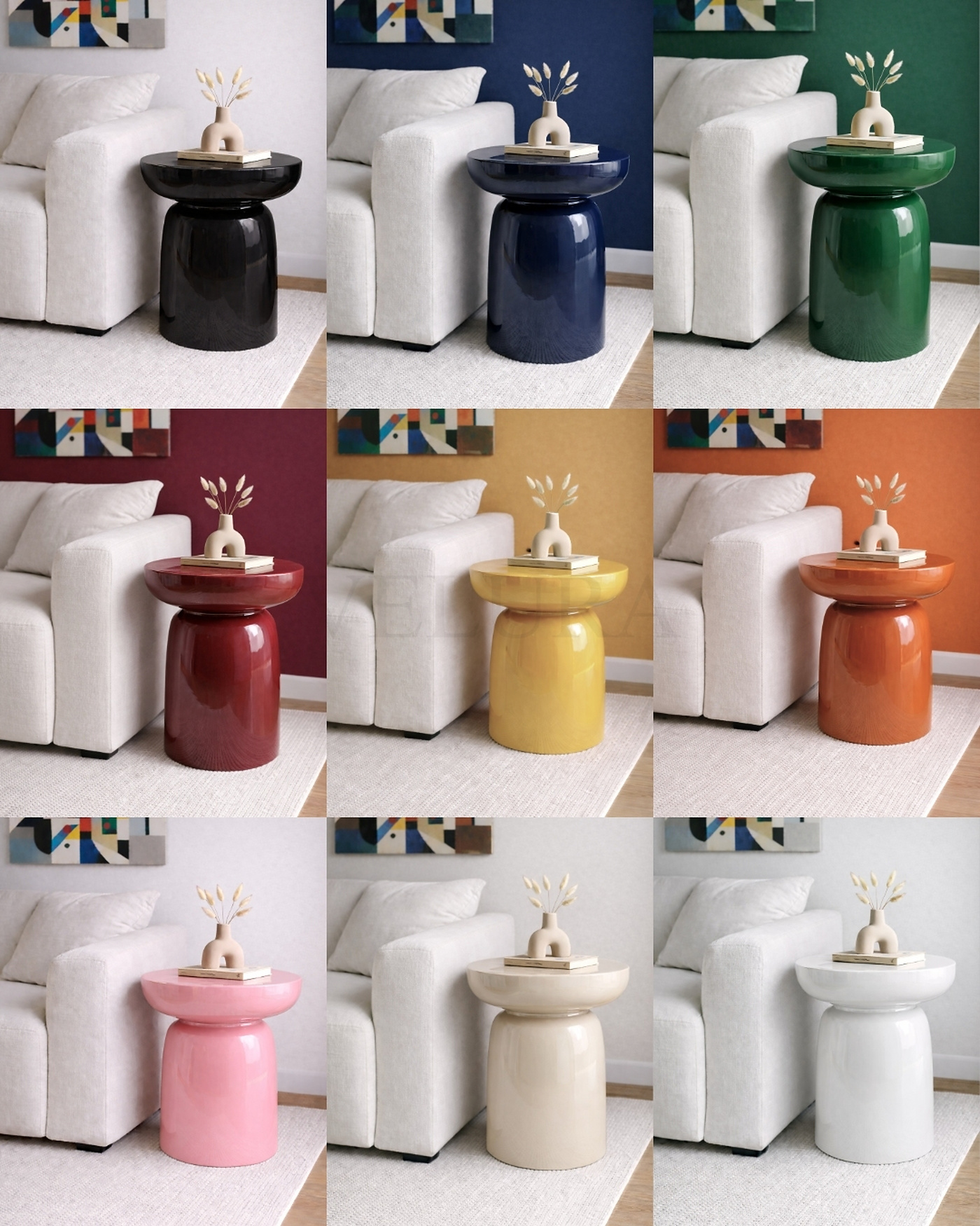 Fargo Mantar Yan Sehpa – Antrasit | 45x45x60 Antrasit renk Fargo mantar form yan sehpa 45x45x60