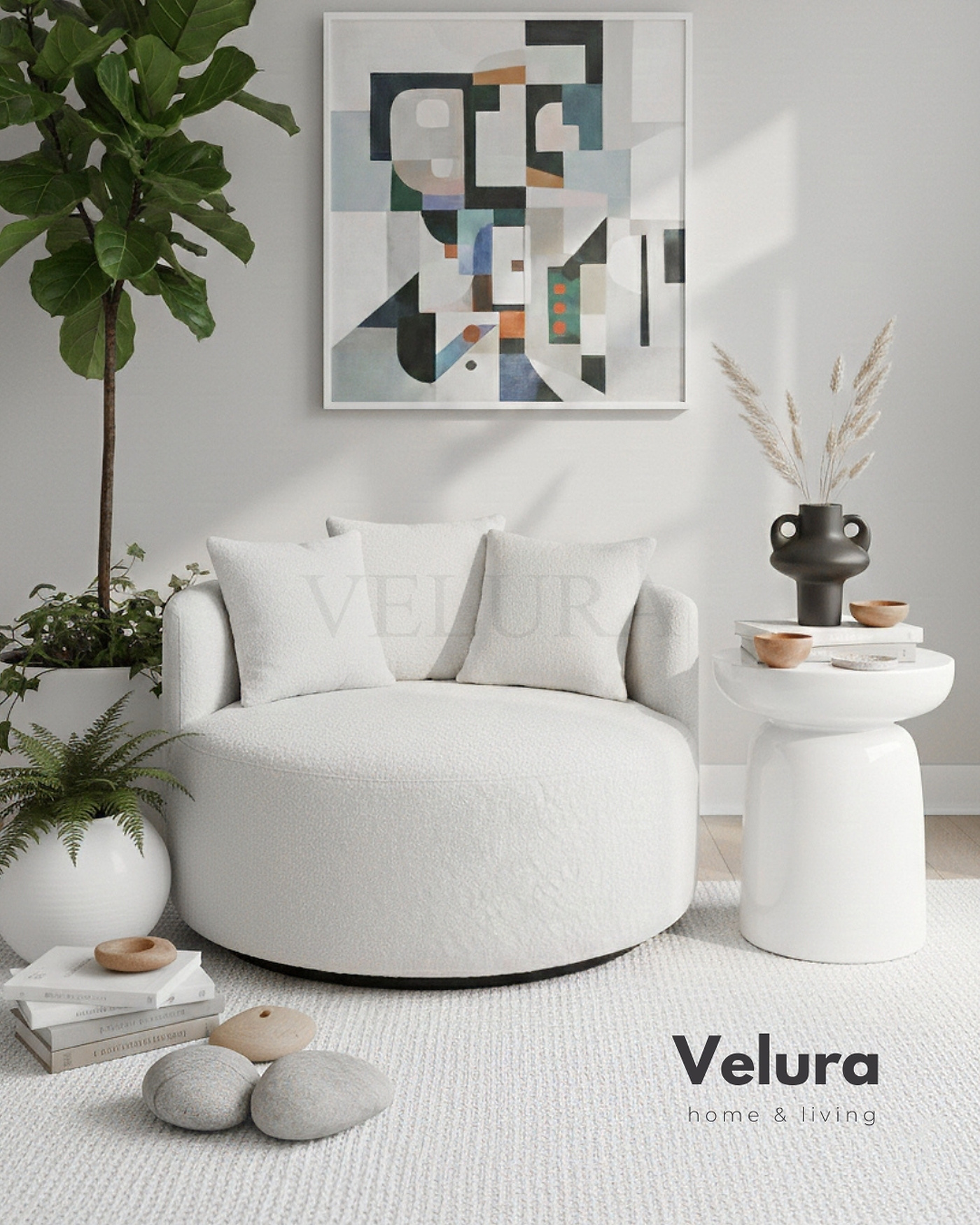 Fargo Mantar Yan Sehpa – Kırık Beyaz | 45x45x60 Kırık beyaz renk Fargo mantar form yan sehpa 45x45x60