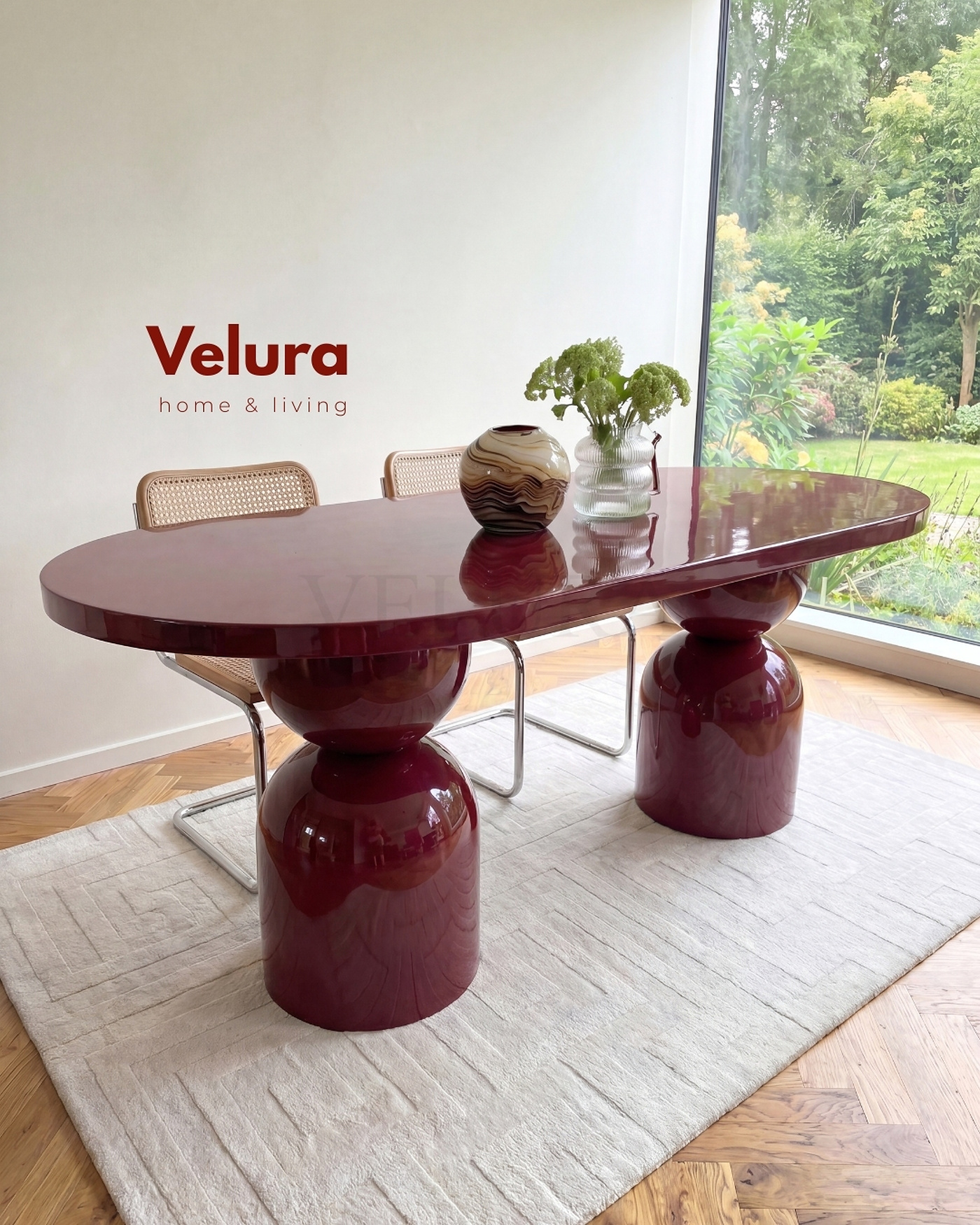 Bordo Lura Modern Yemek Masası Bordo Lura Yemek Masası 180 x 90 cm sabit yemek odası masası