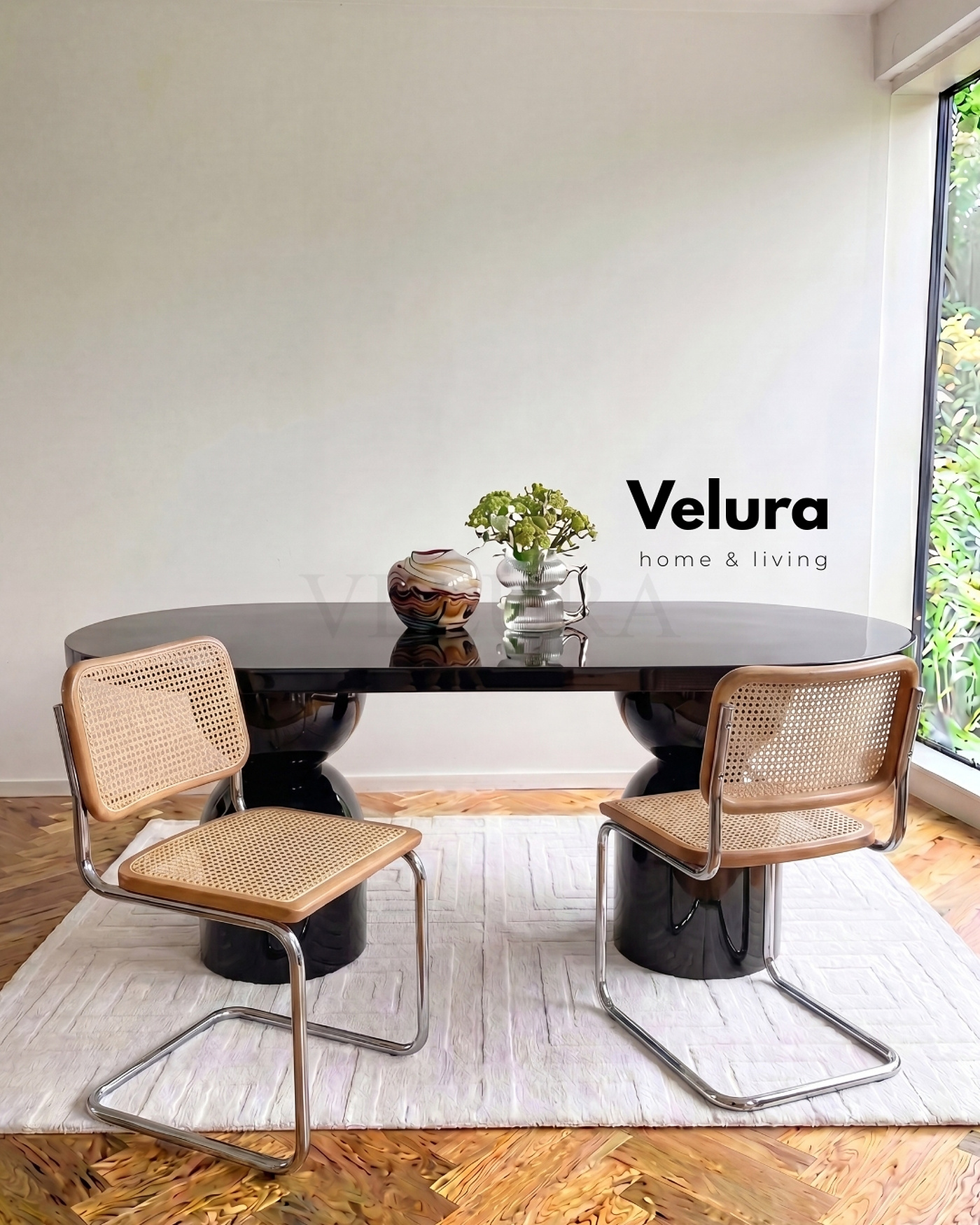 180 x 90 cm Siyah Lura Masa Fiberglas ayaklı siyah Lura masa modern yemek alanı tasarımı