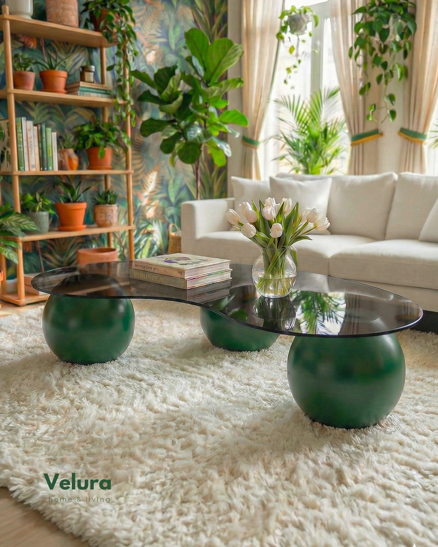 Velura Home Küre Orta Sehpa Yeşil renk modern salon orta sehpası