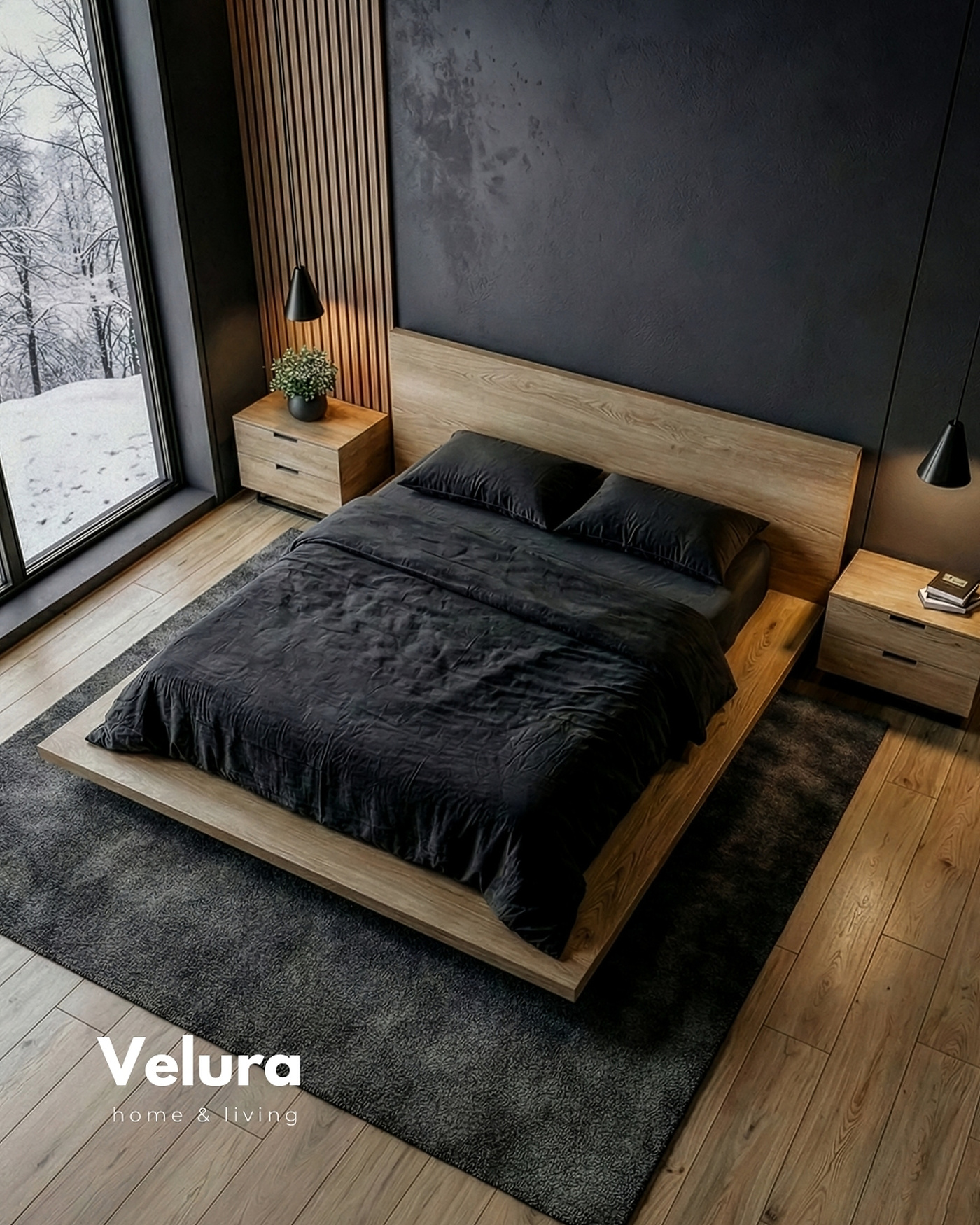 Voga Karyola - Naturel iskandinav tarz MDF platform karyola 210x200