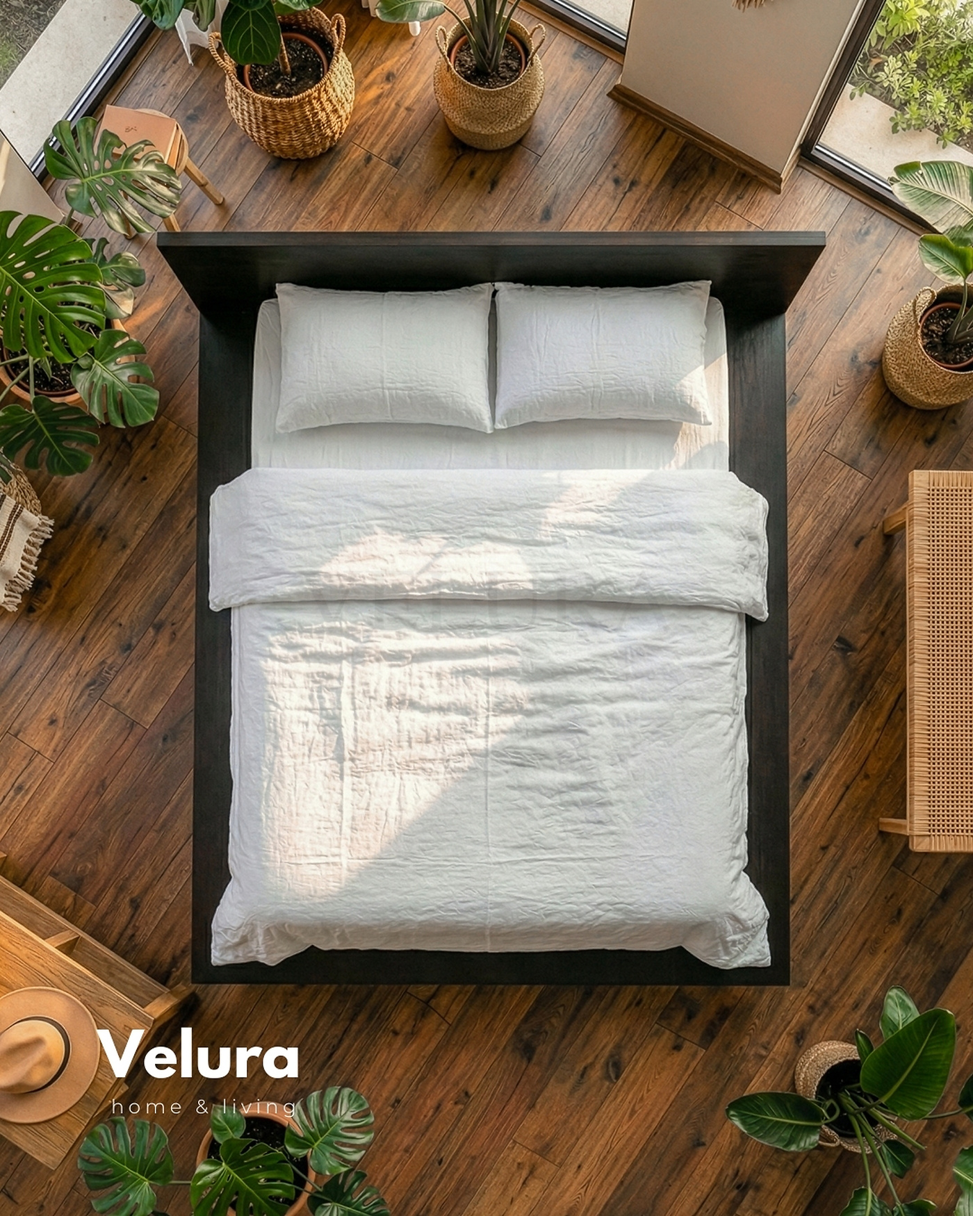 Voga Karyola - Siyah iskandinav tarz MDF platform karyola 210x200