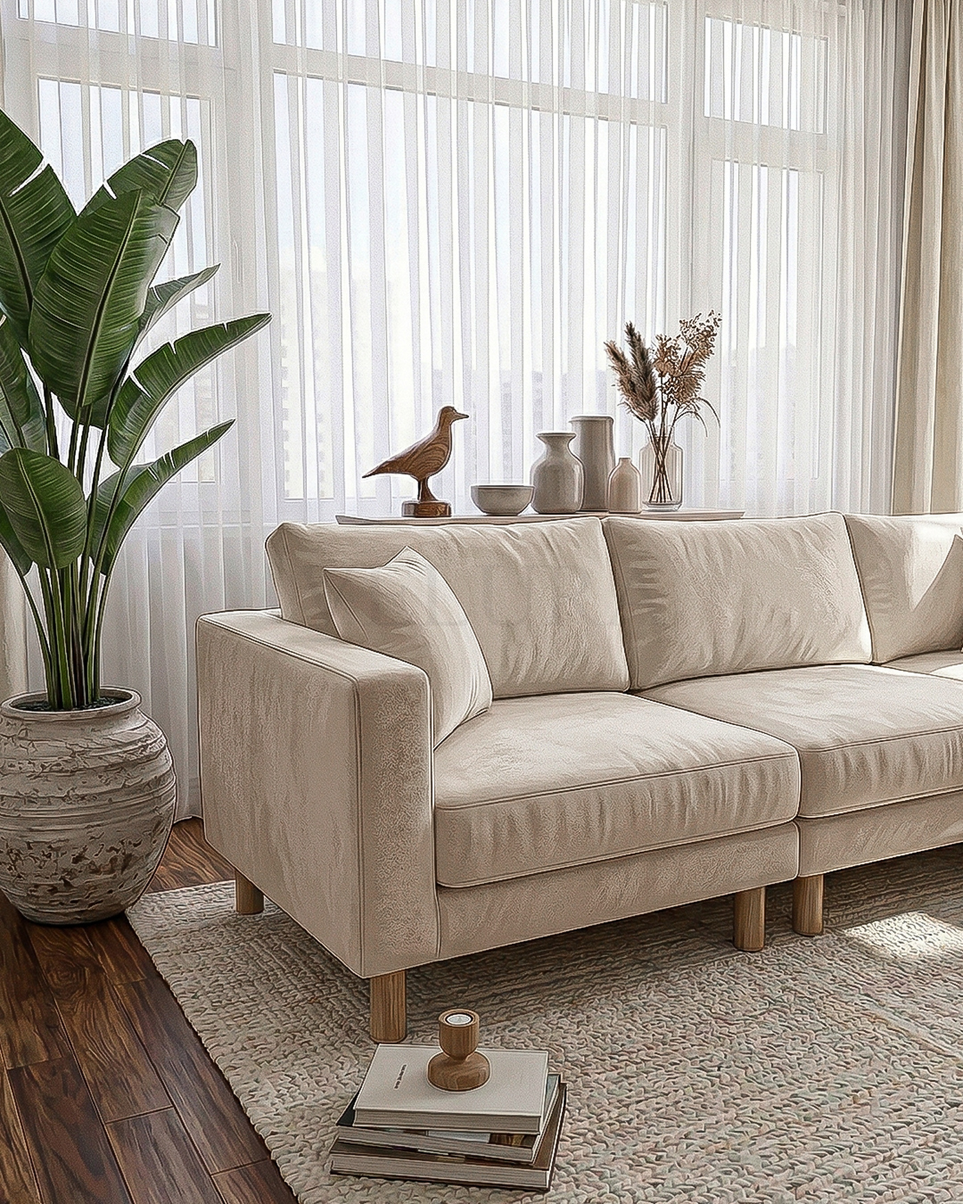 Krem kadife Armin köşe takımı 250 x 250 cm geniş oturumlu model