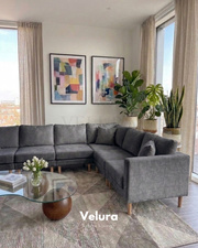 Armin 6 Modül Köşe Takımı - Kadife - Koyu Gri