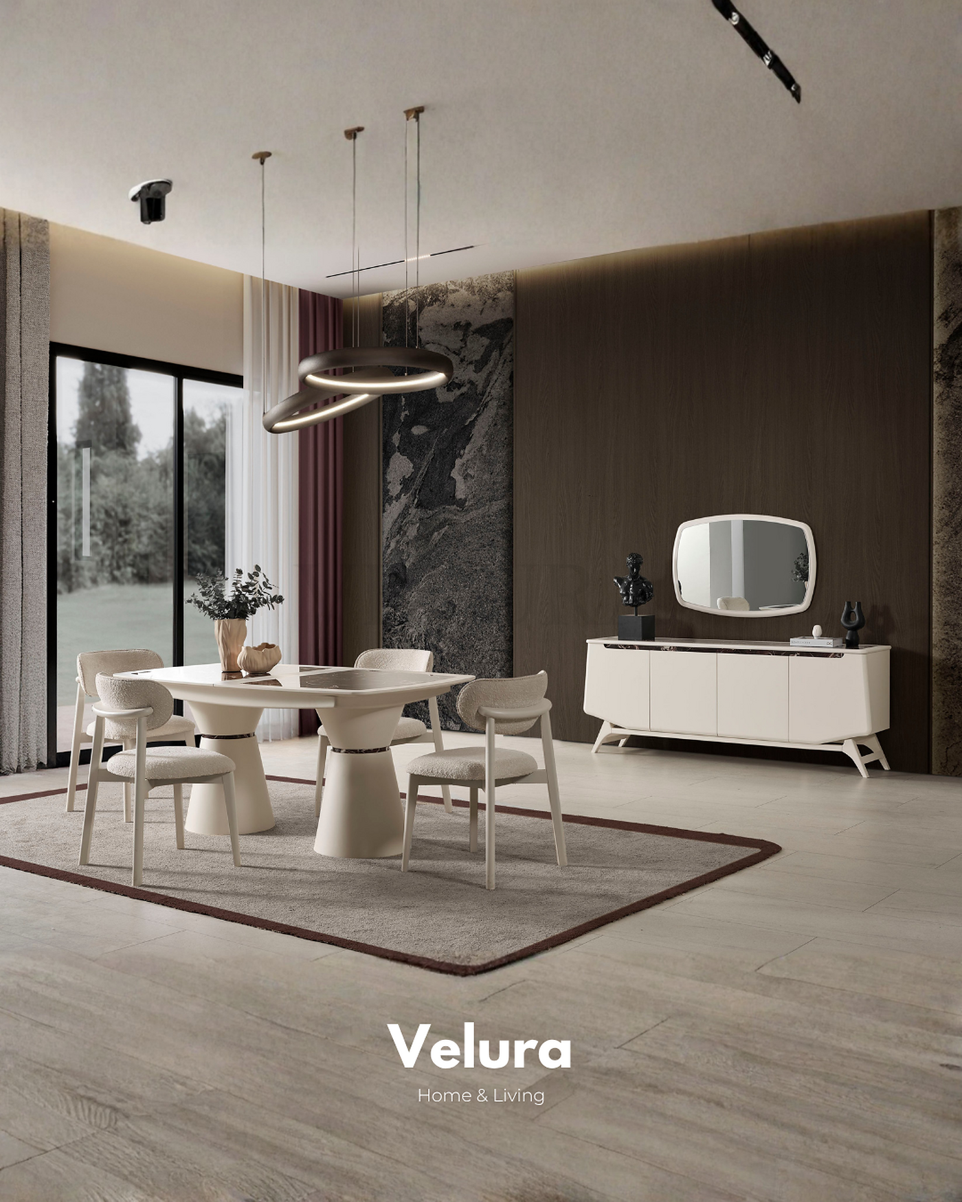 Balat Konsol krem renkli seramik üst yüzeyli modern konsol modeli