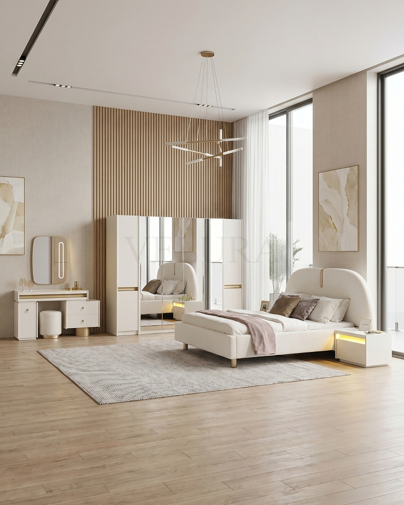 Bern Yatak Odası Takımı -  6 Kapaklı Dolap (Aynalı)