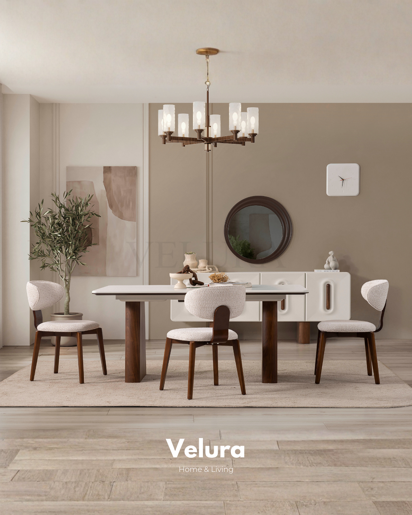 Ceviz tonlu modern yemek odası masası Beta Ceviz