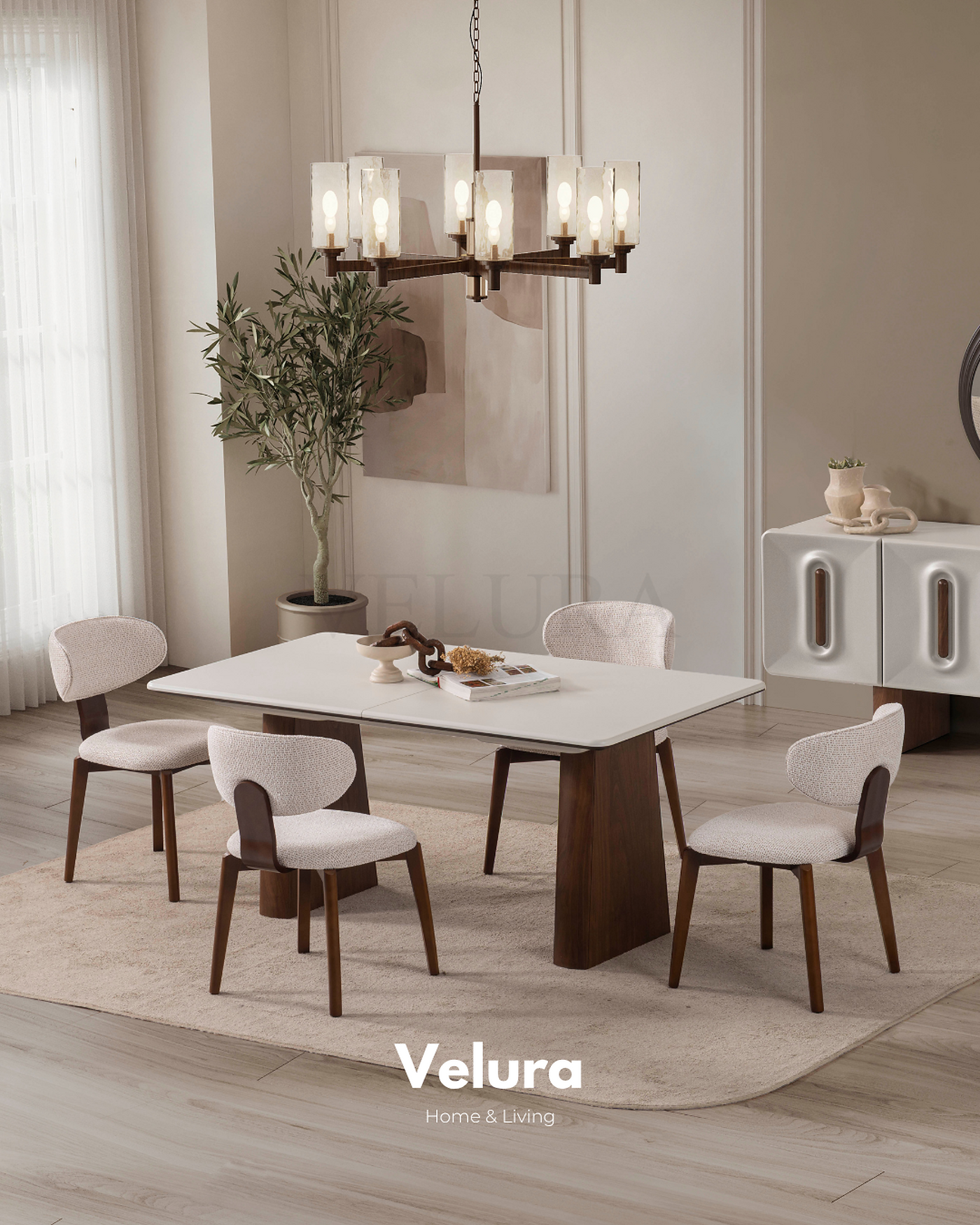 Ceviz tonlu modern yemek odası masası Beta Ceviz