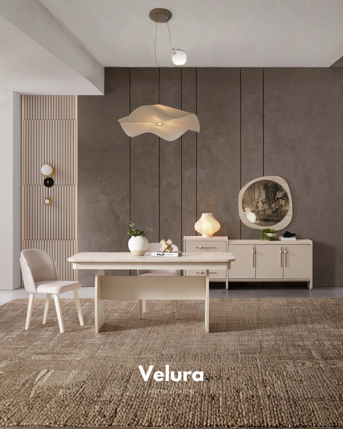 Defne Konsol Krem traverten desenli modern konsol modeli