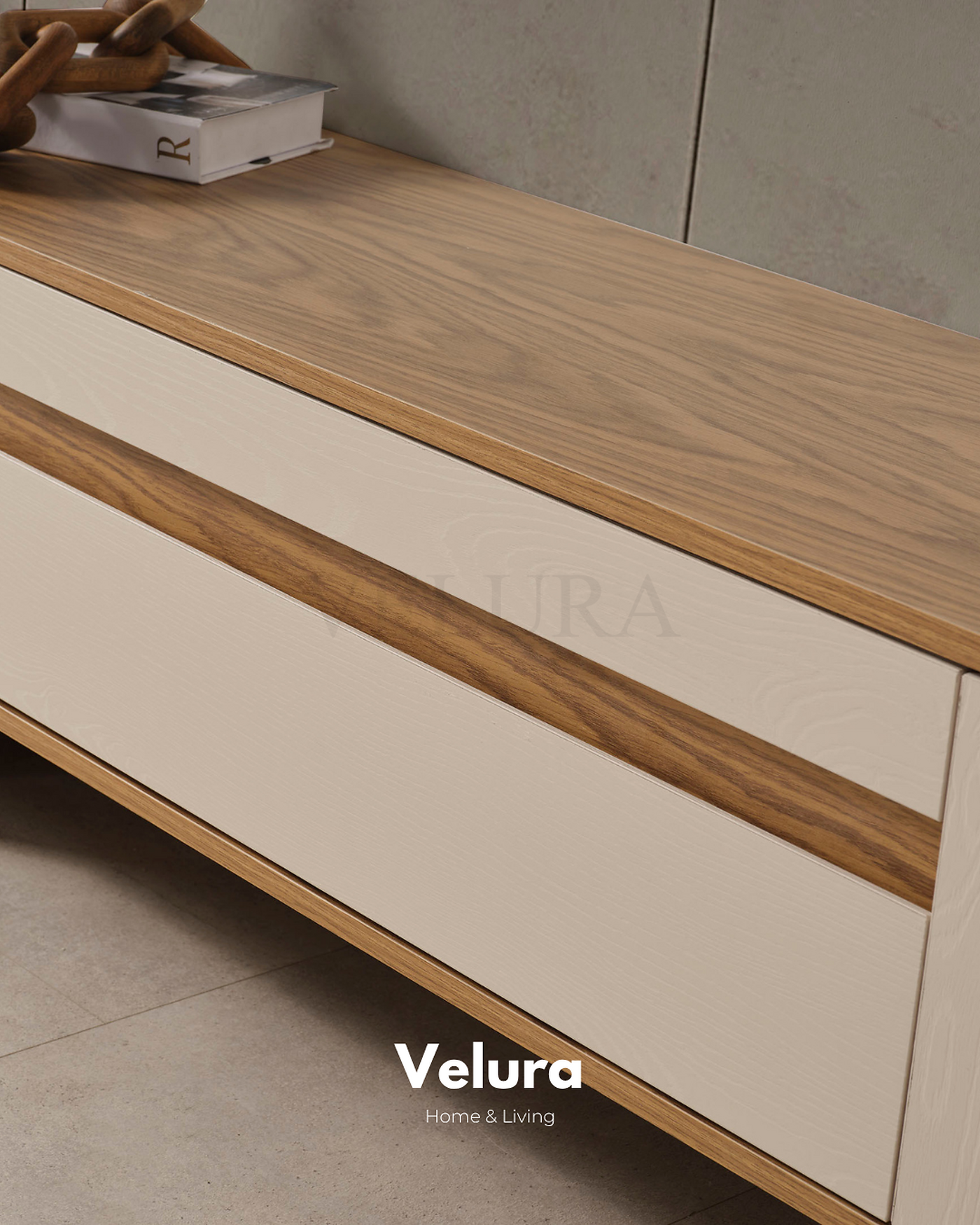 Eylül Tv Ünitesi Naturel ve Krem modern salon tv ünitesi