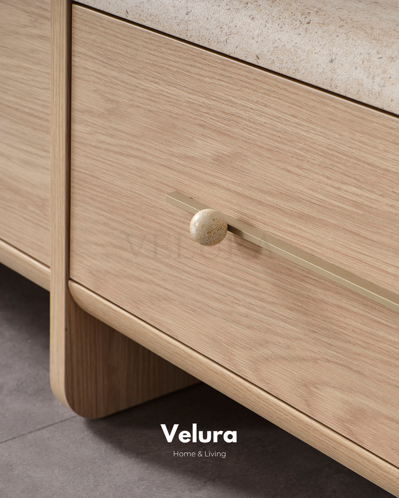 Defne Tv Ünitesi Natural Meşe traverten desenli modern tv ünitesi