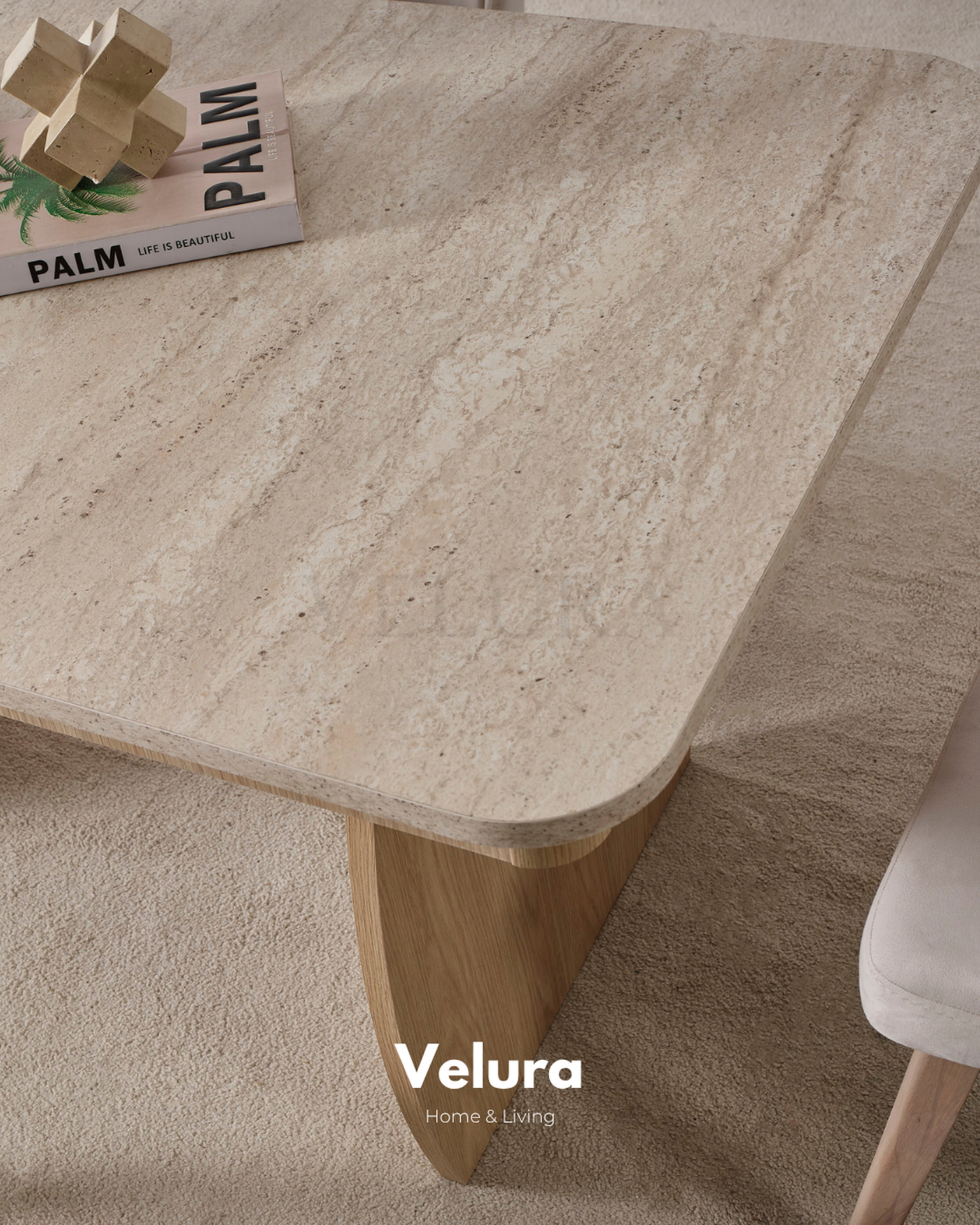 Defne Yemek Masası Natural Meşe traverten desenli açılır yemek masası