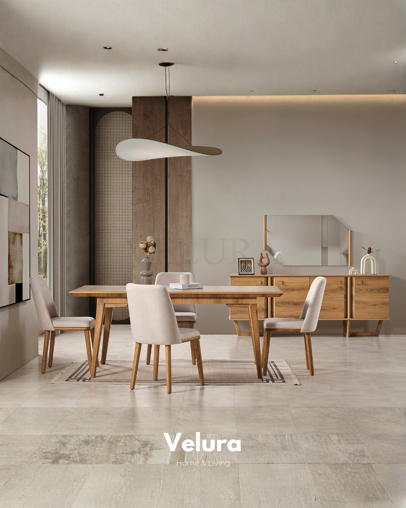 Kolezyum Yemek Masası Naturel açılabilir modern yemek masası