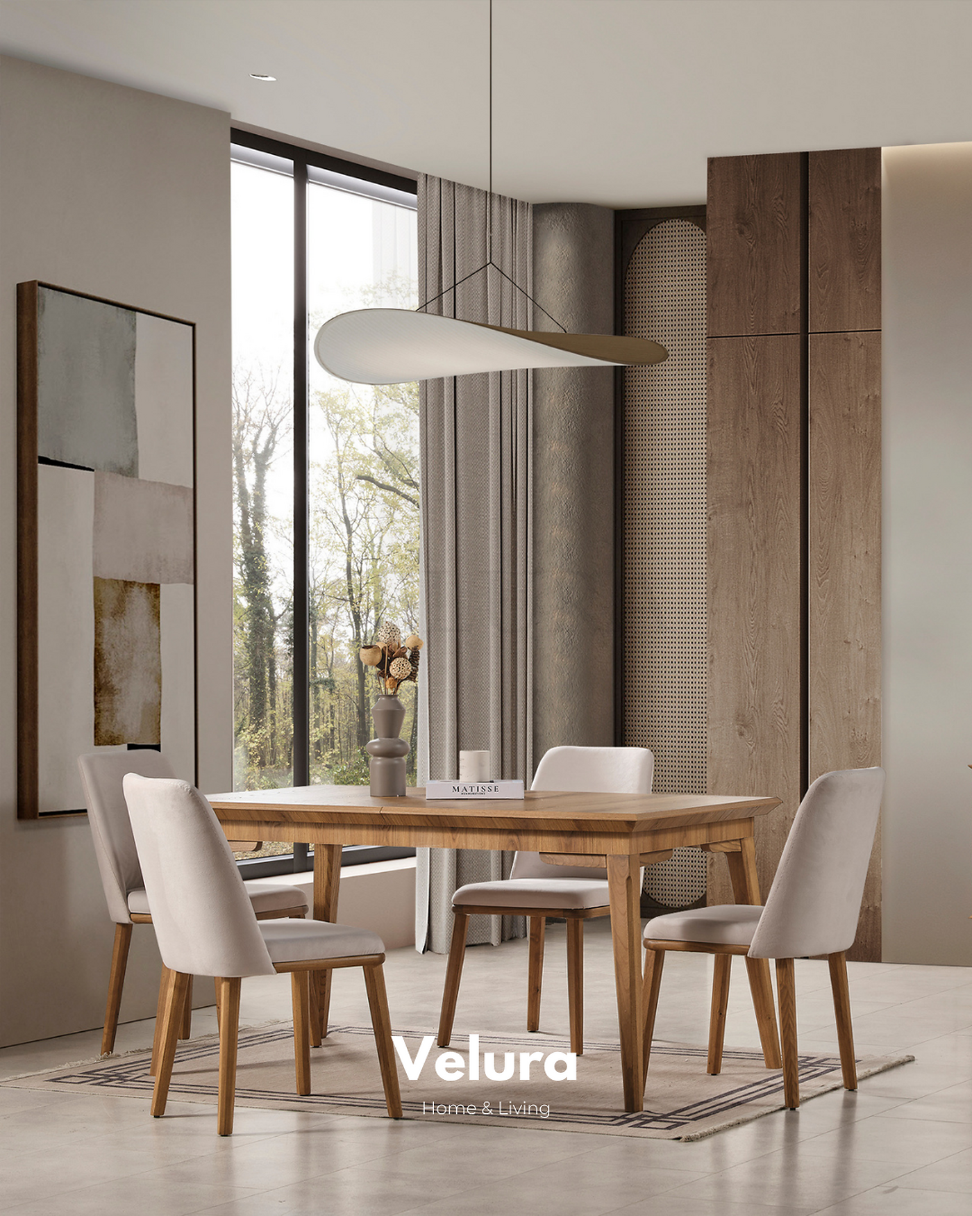 Kolezyum Yemek Masası Naturel açılabilir modern yemek masası