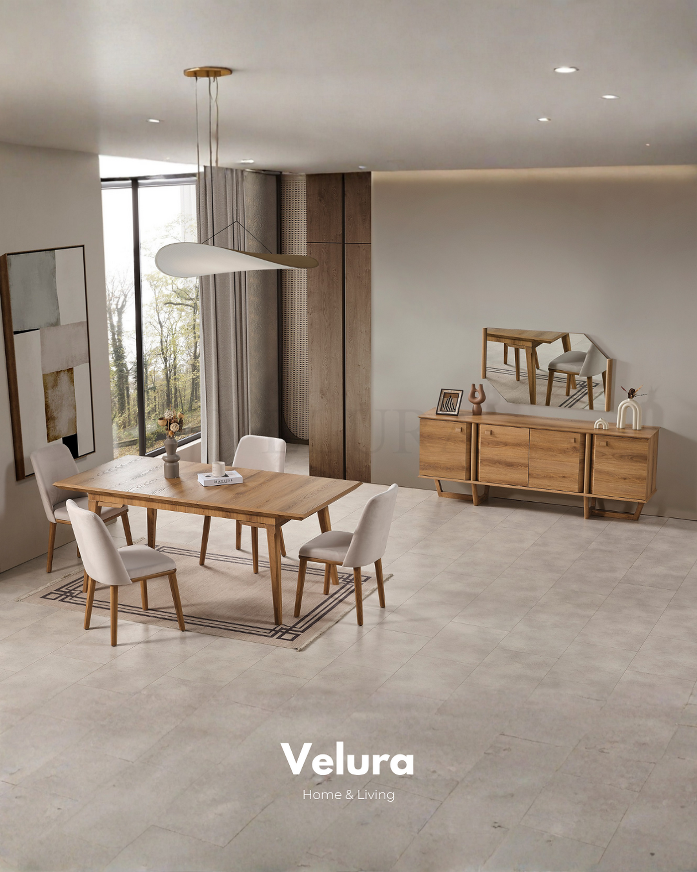 Kolezyum Yemek Masası Naturel açılabilir modern yemek masası