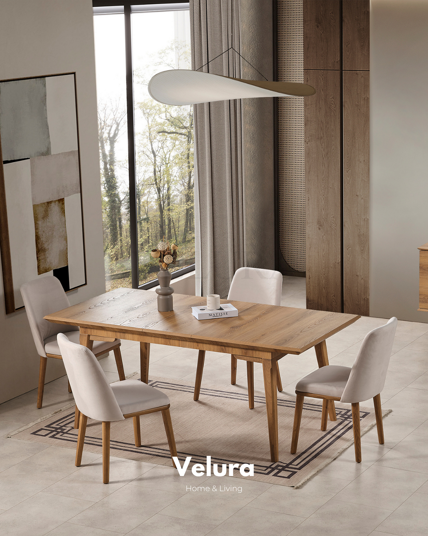 Kolezyum Yemek Masası Naturel açılabilir modern yemek masası