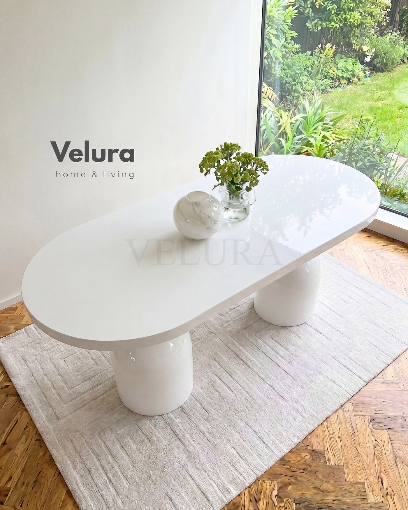 Lura Yemek Masası beyaz MDF tabla fiberglas ayaklı modern yemek masası